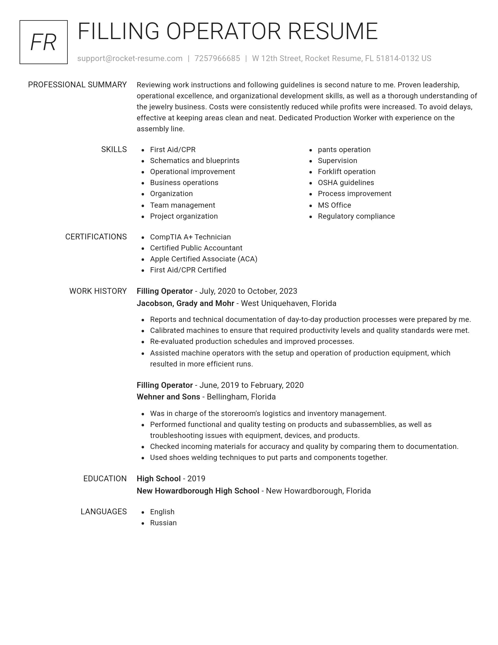 Renowned resume template