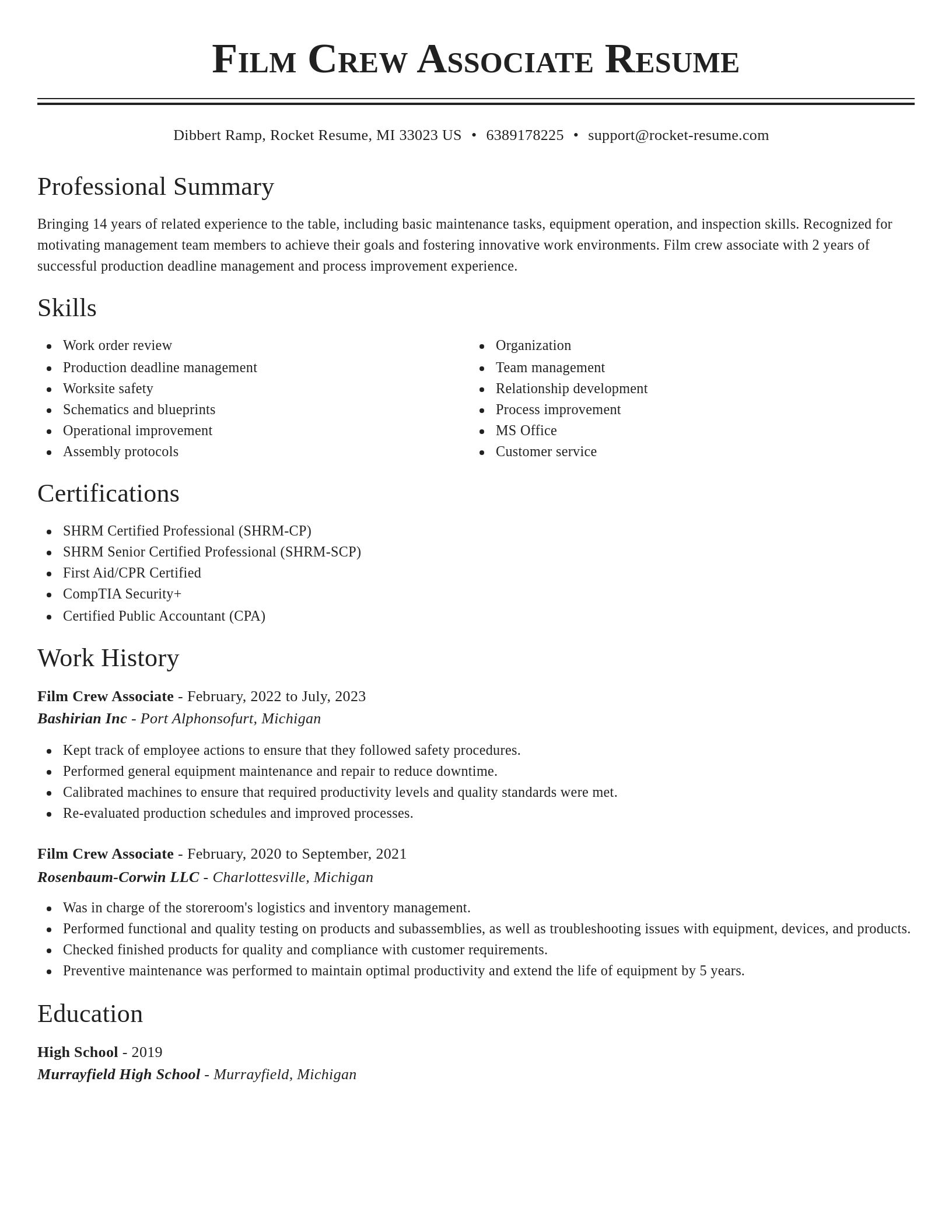 Classic resume template