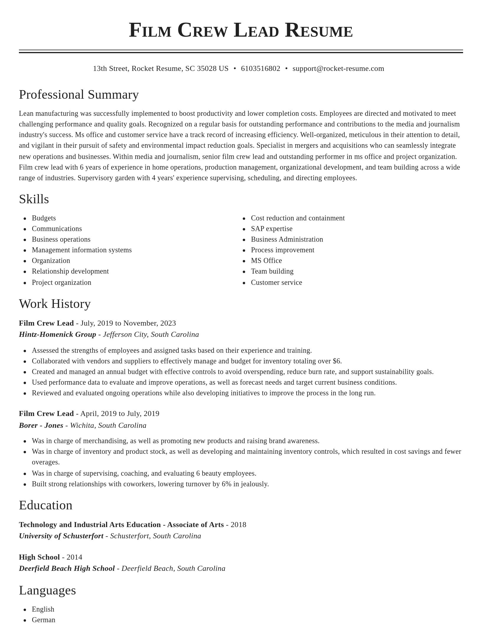 Classic resume template