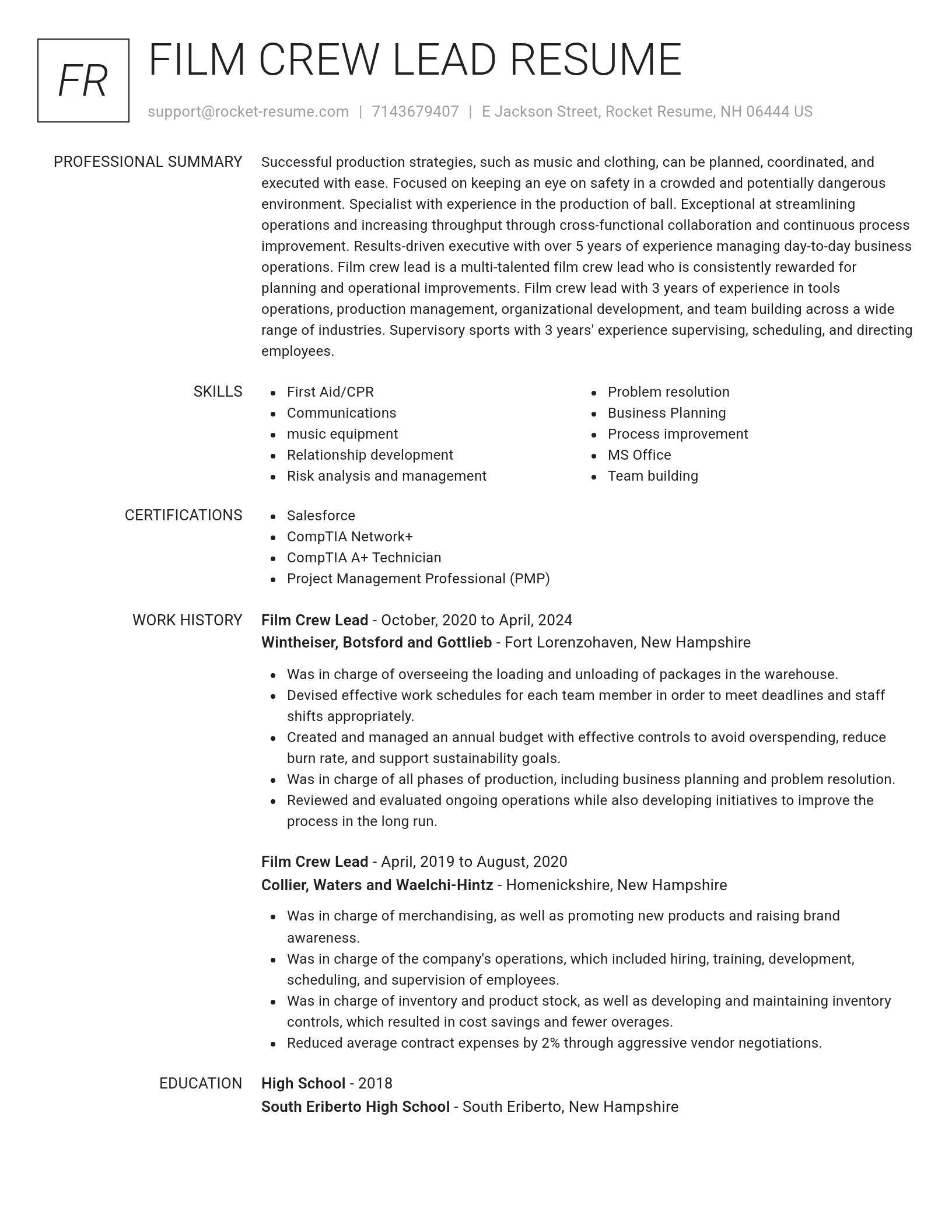Renowned resume template