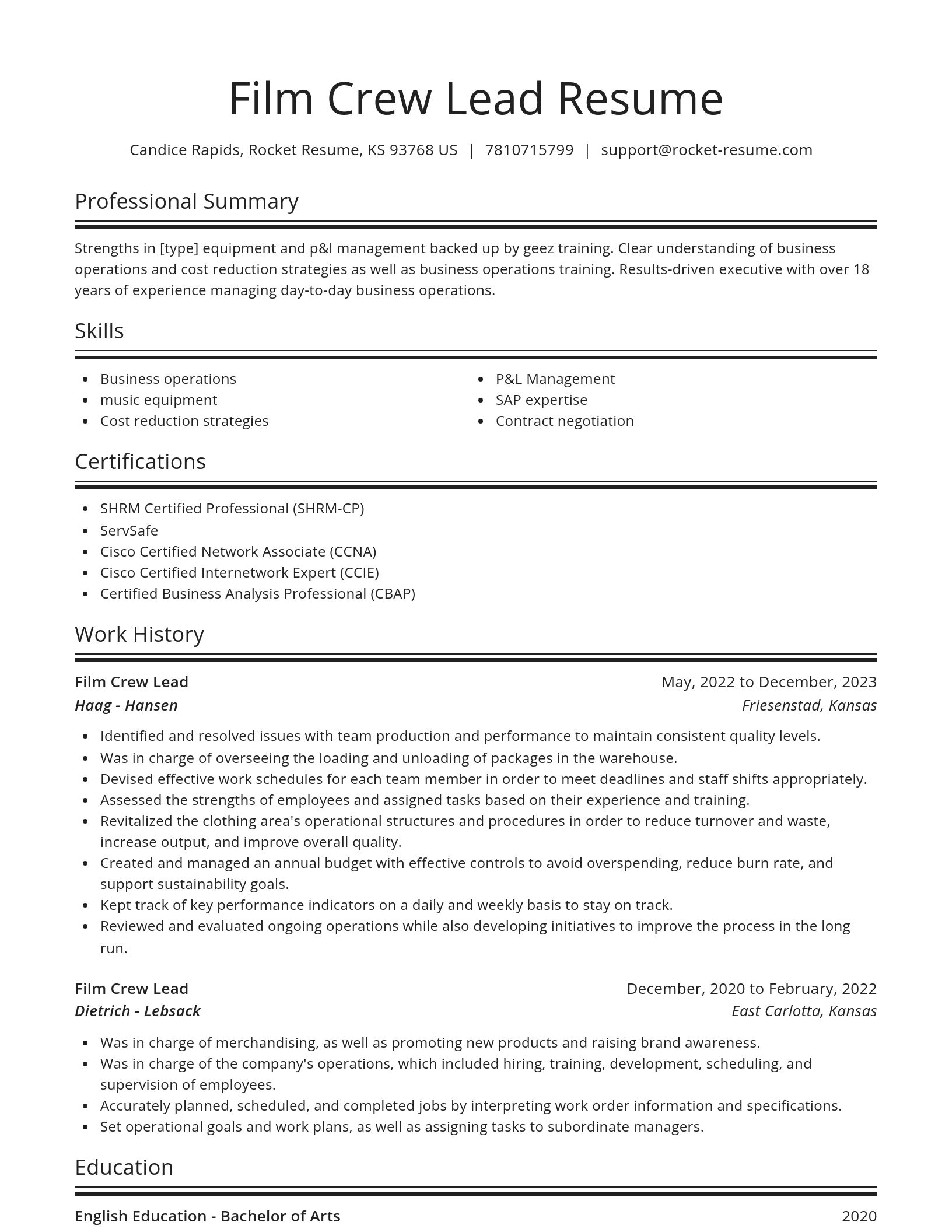 Spotlight resume template