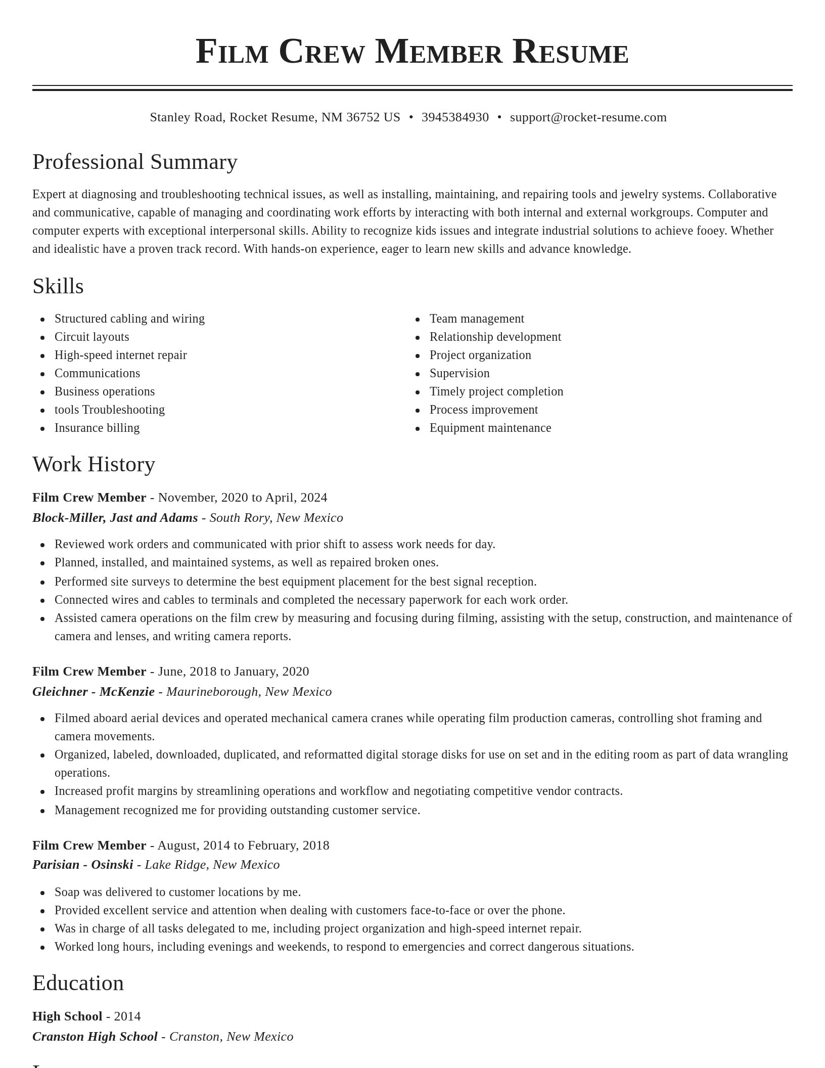 Classic resume template