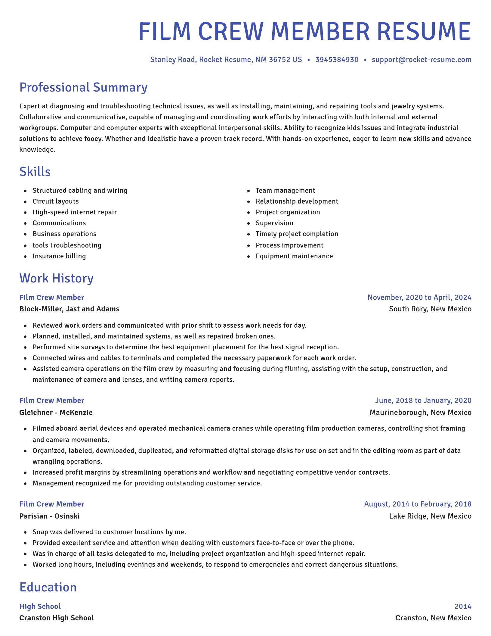 Novel resume template