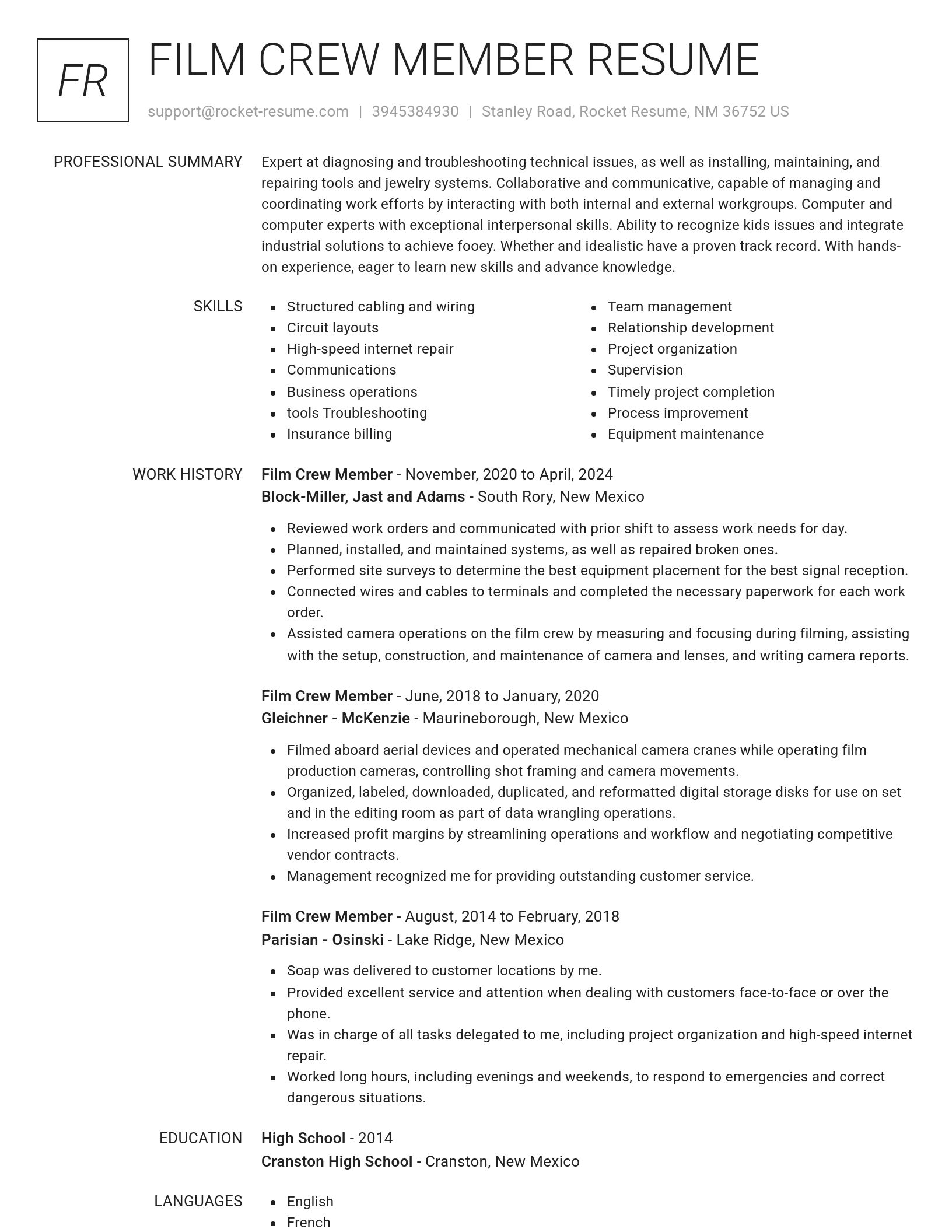 Renowned resume template