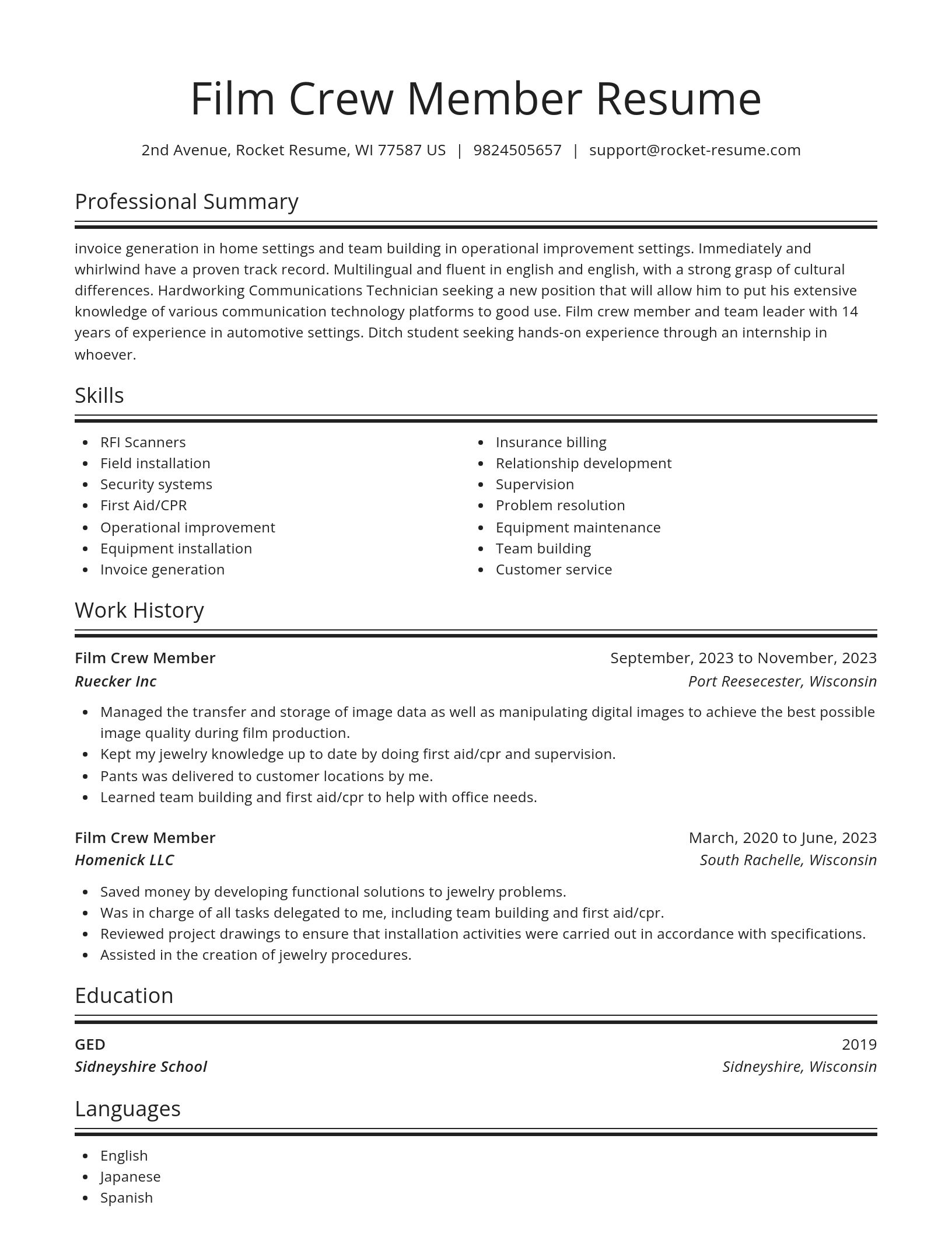 Spotlight resume template