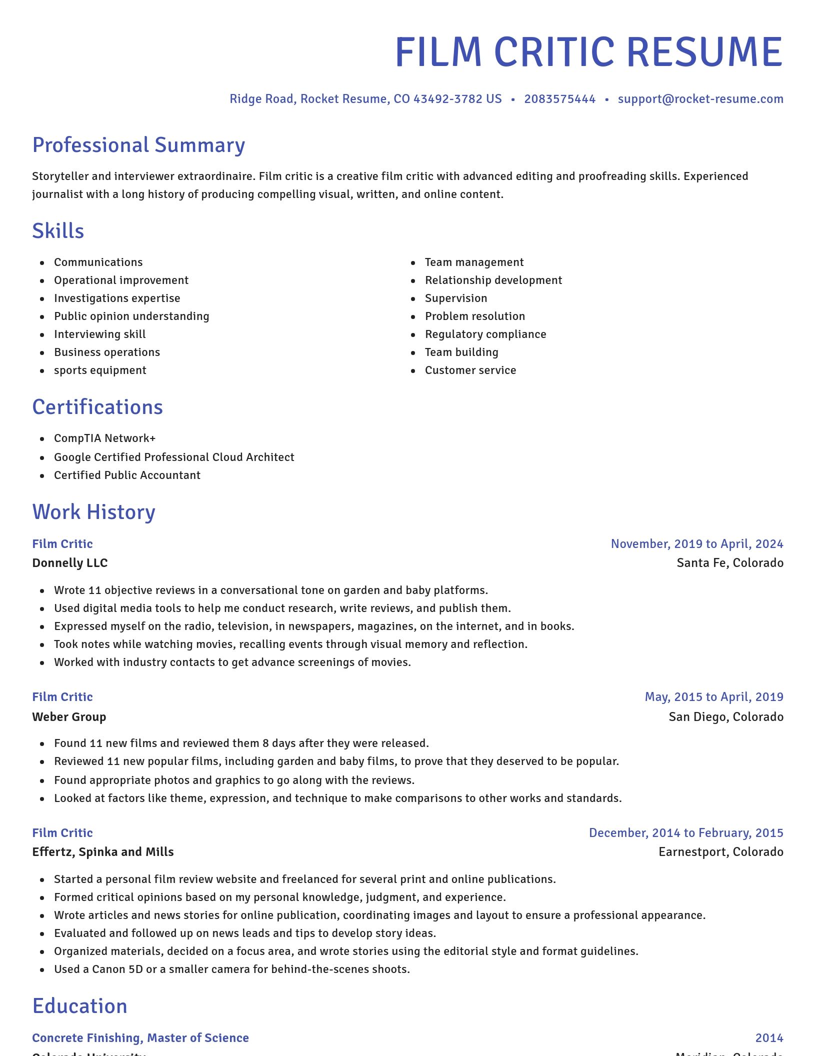 Novel resume template
