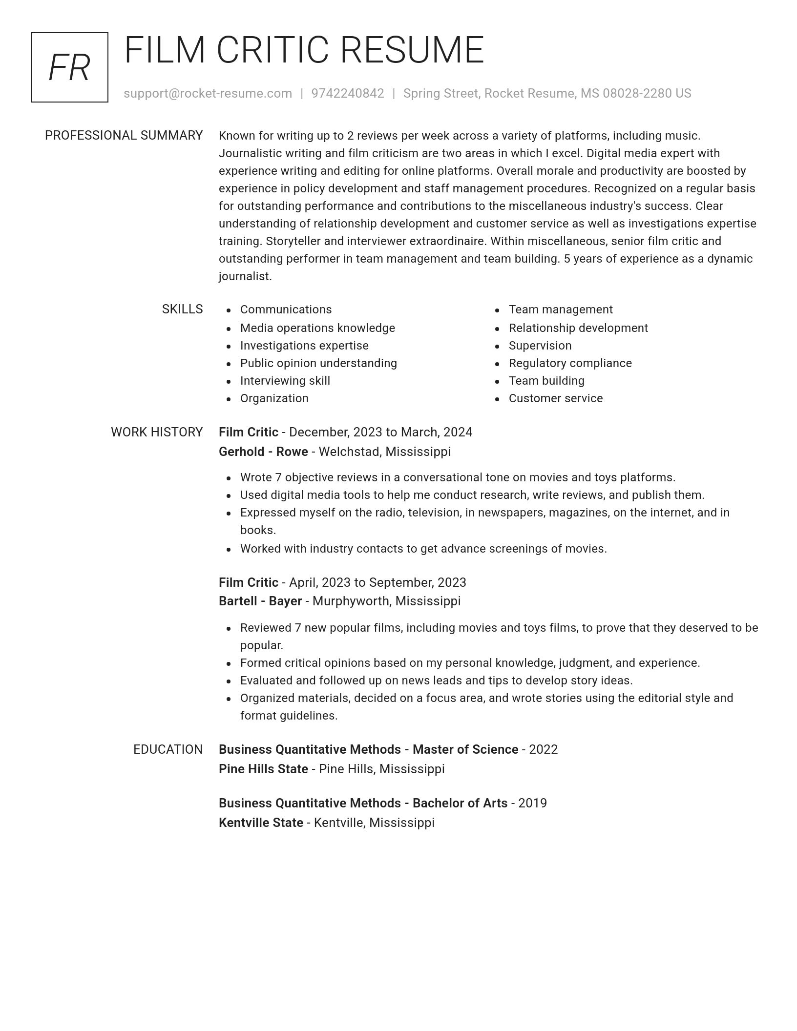Renowned resume template