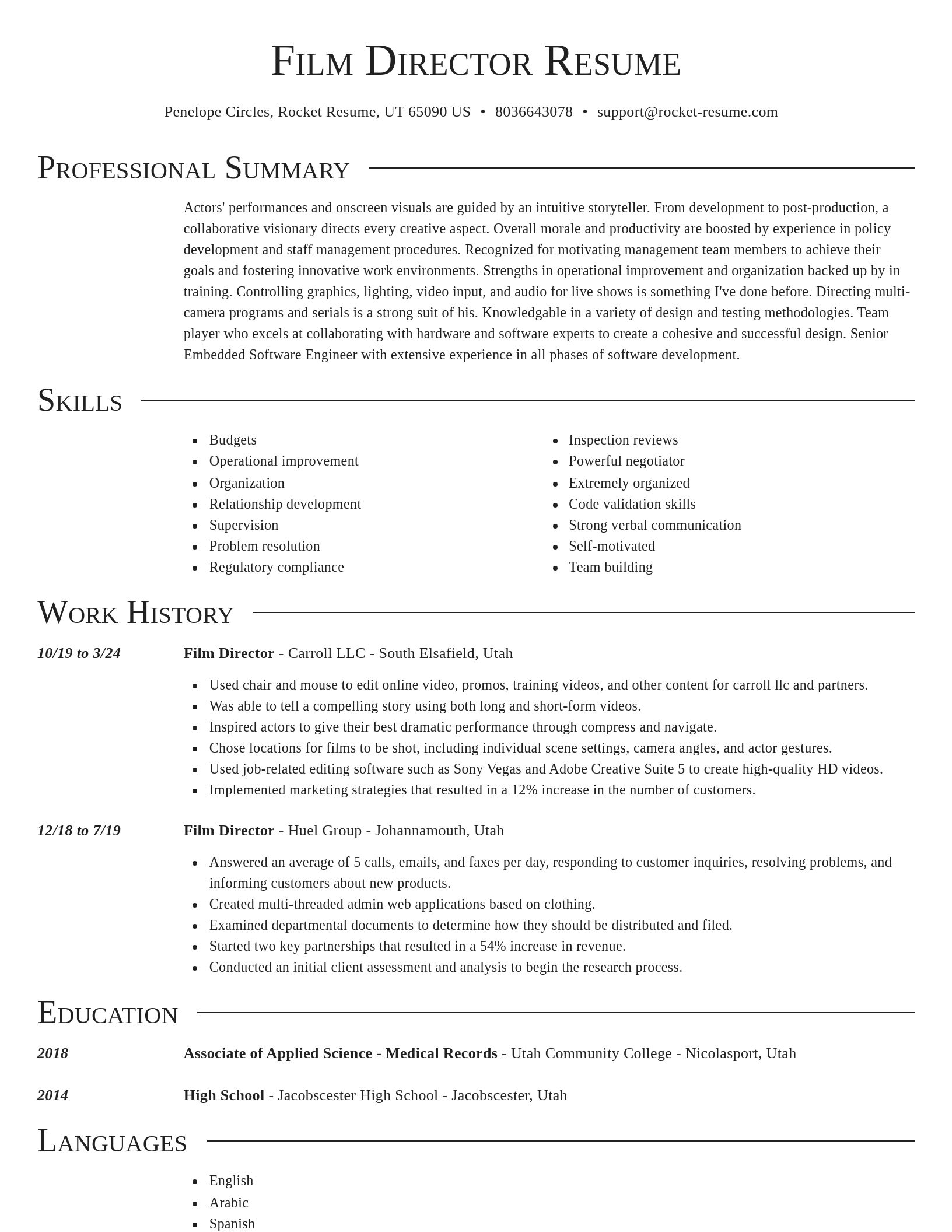 Director resume template
