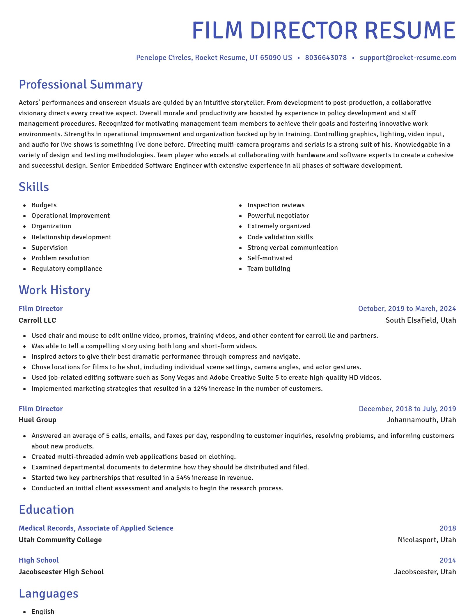 Novel resume template