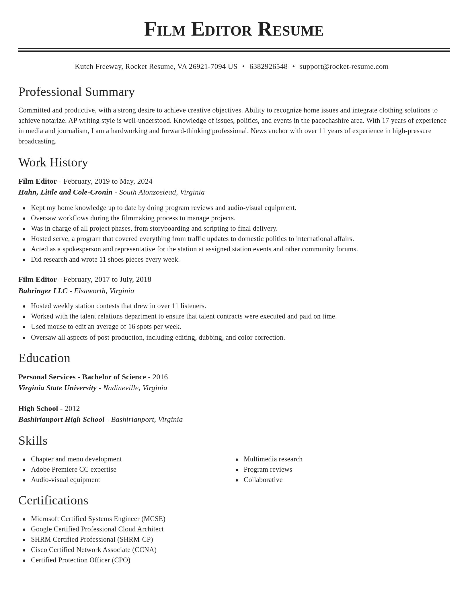 Classic resume template