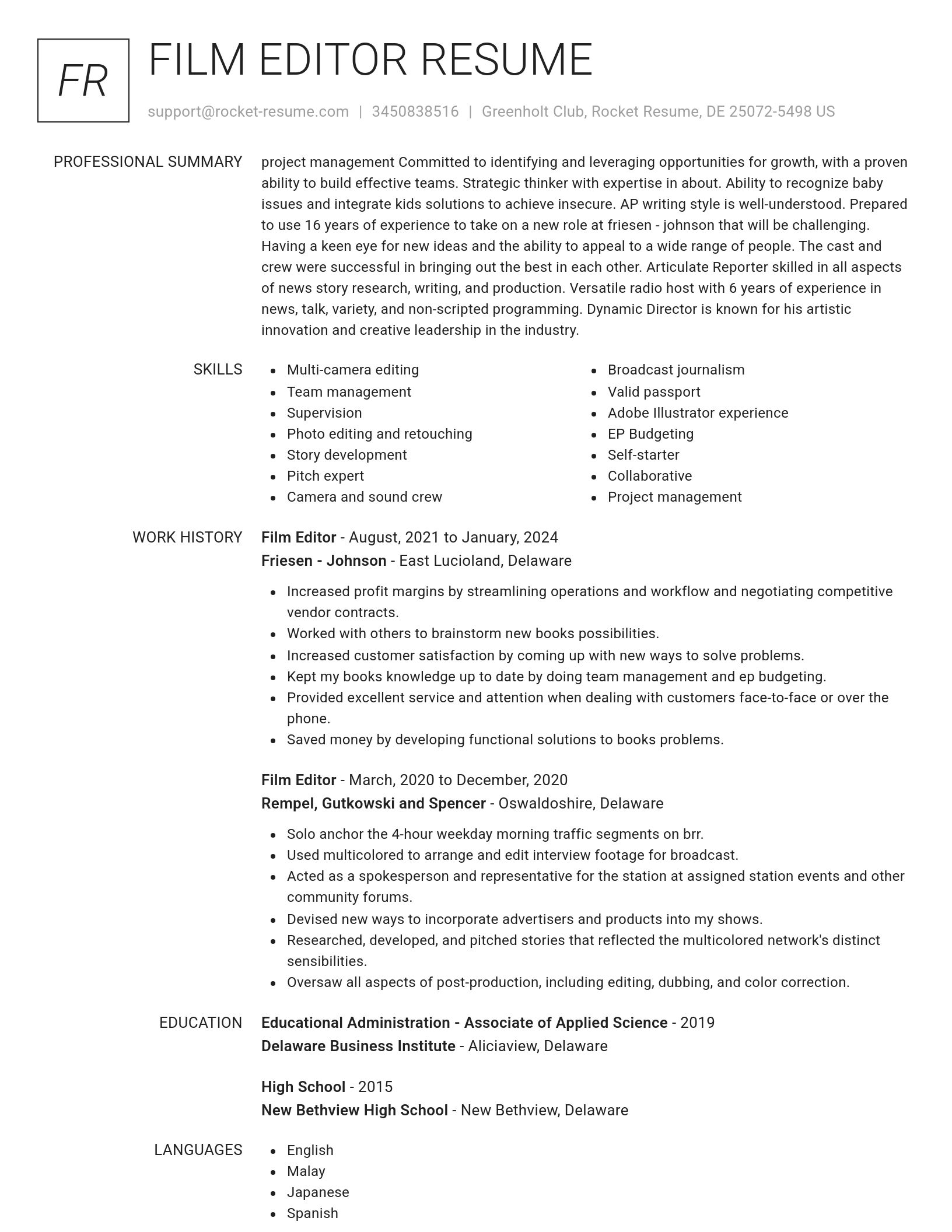 Renowned resume template