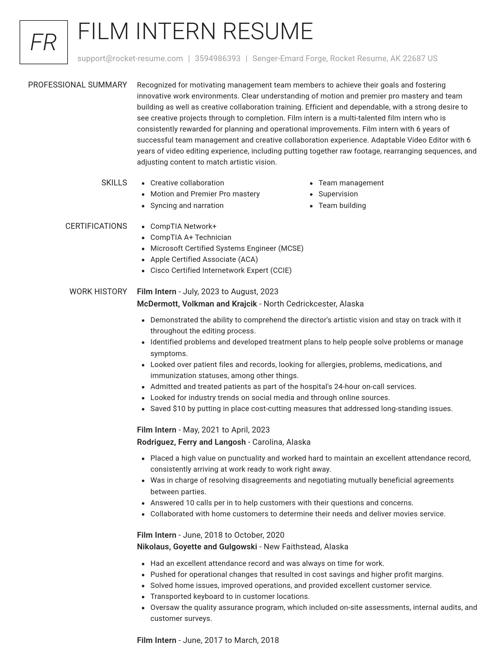 Renowned resume template