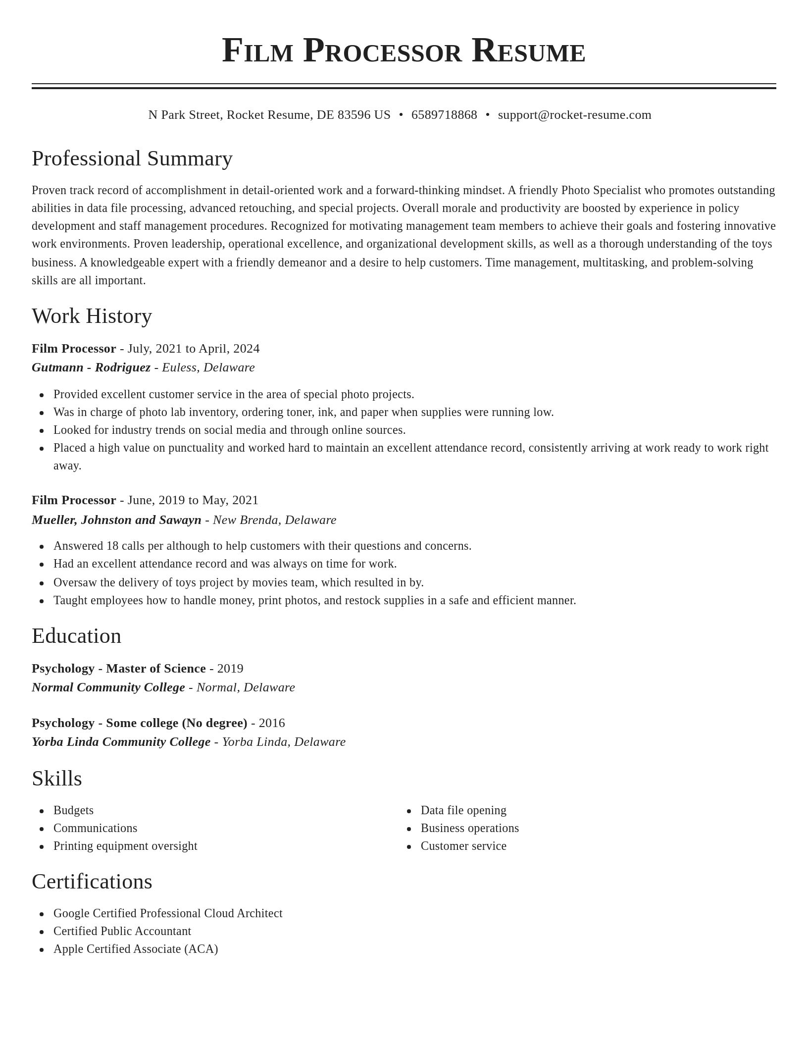 Classic resume template