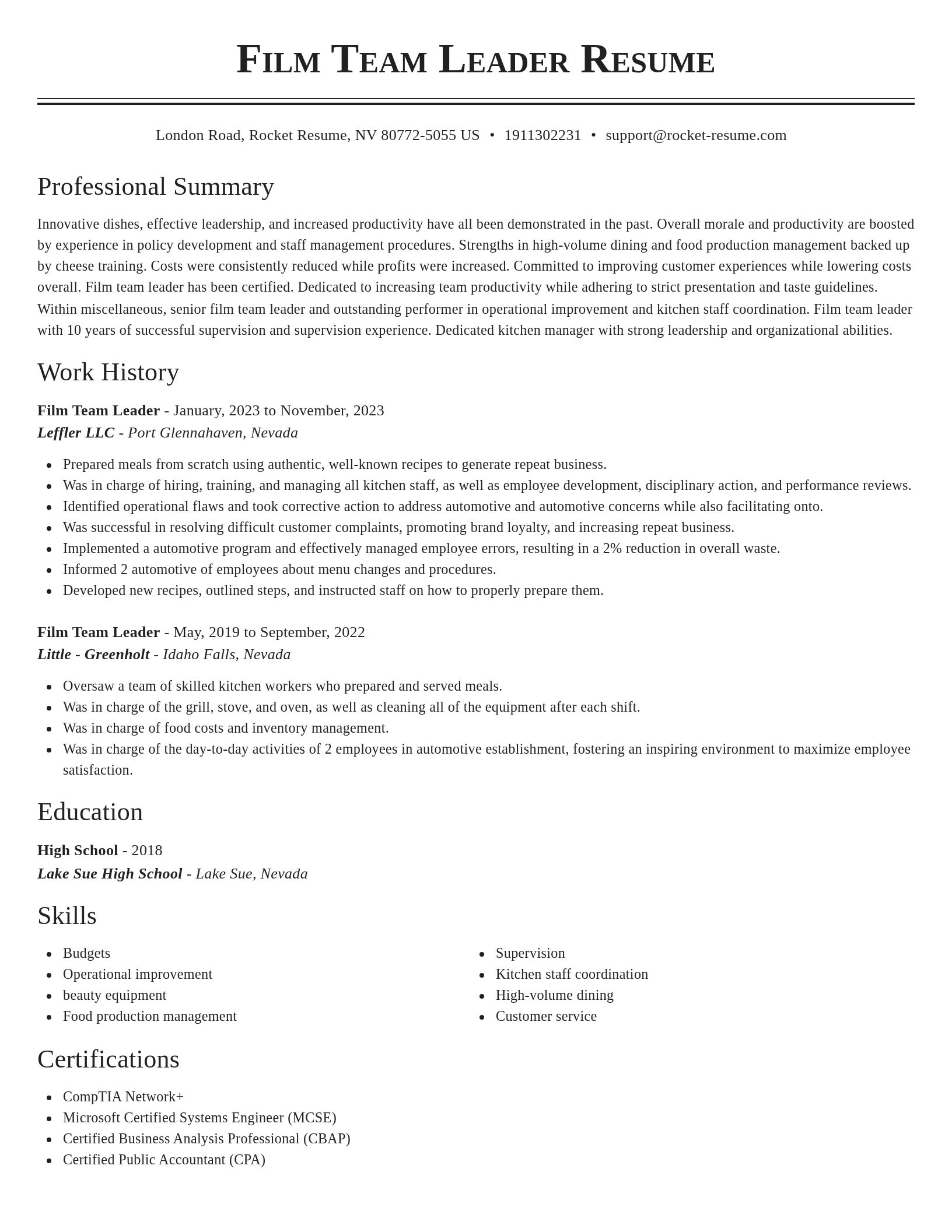 Classic resume template