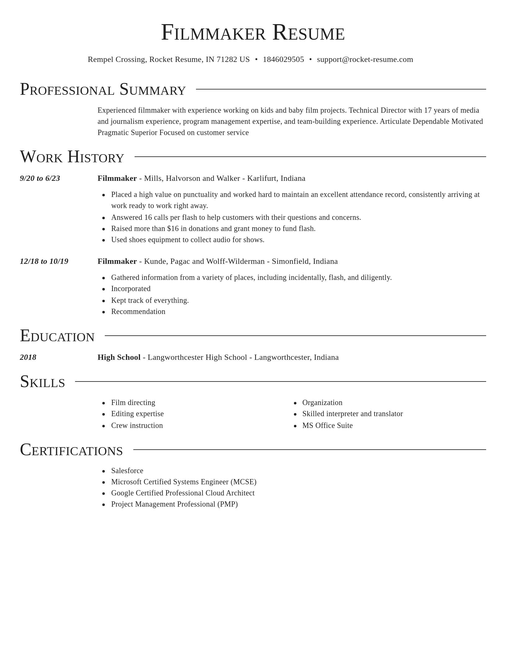 Director resume template