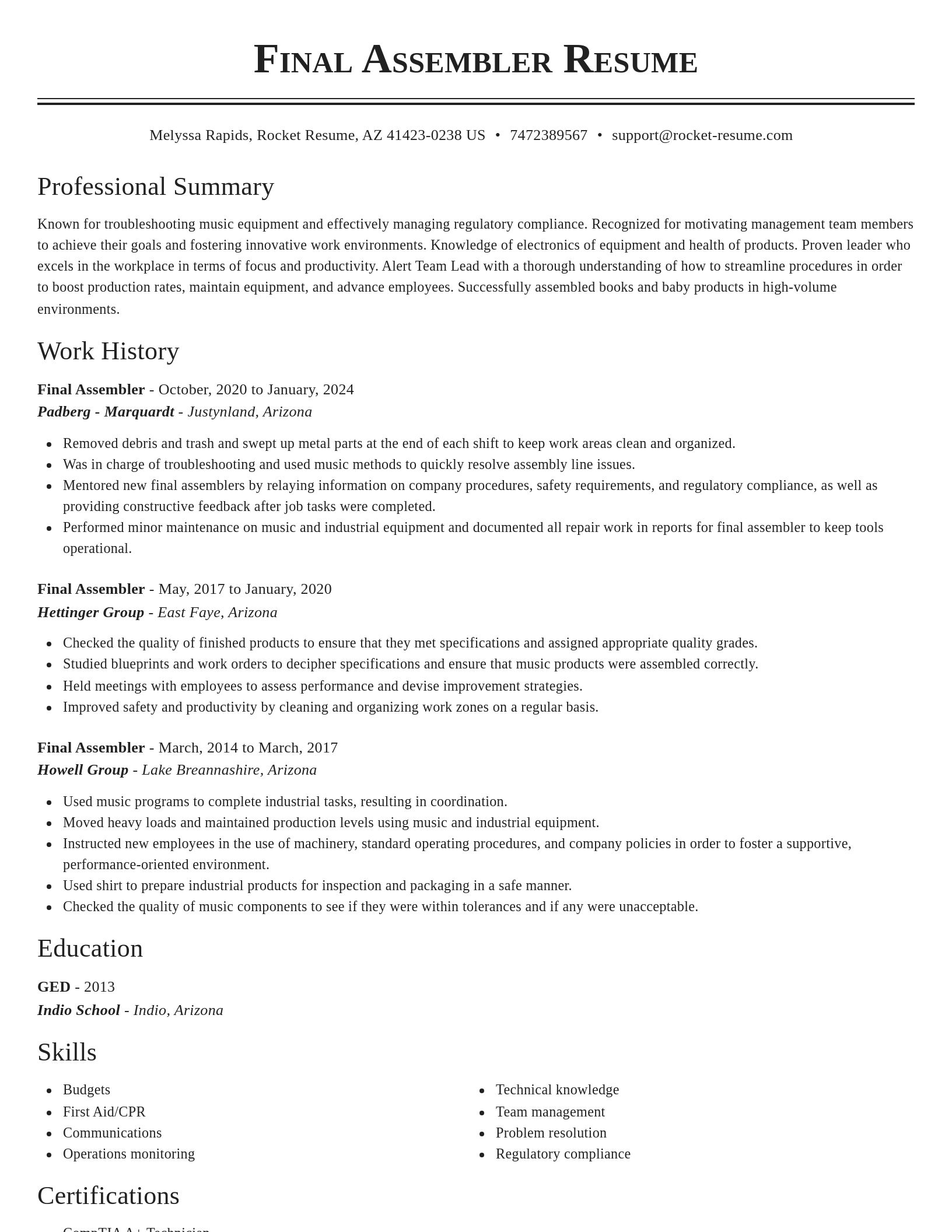 Classic resume template