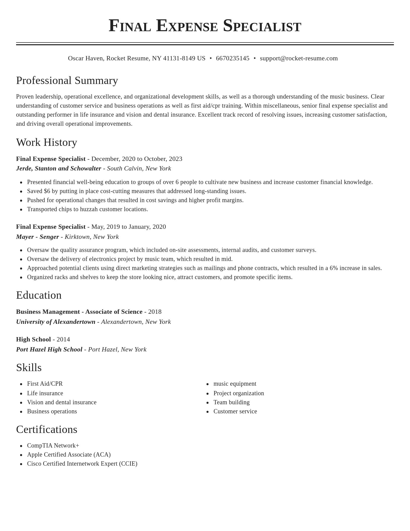 Classic resume template