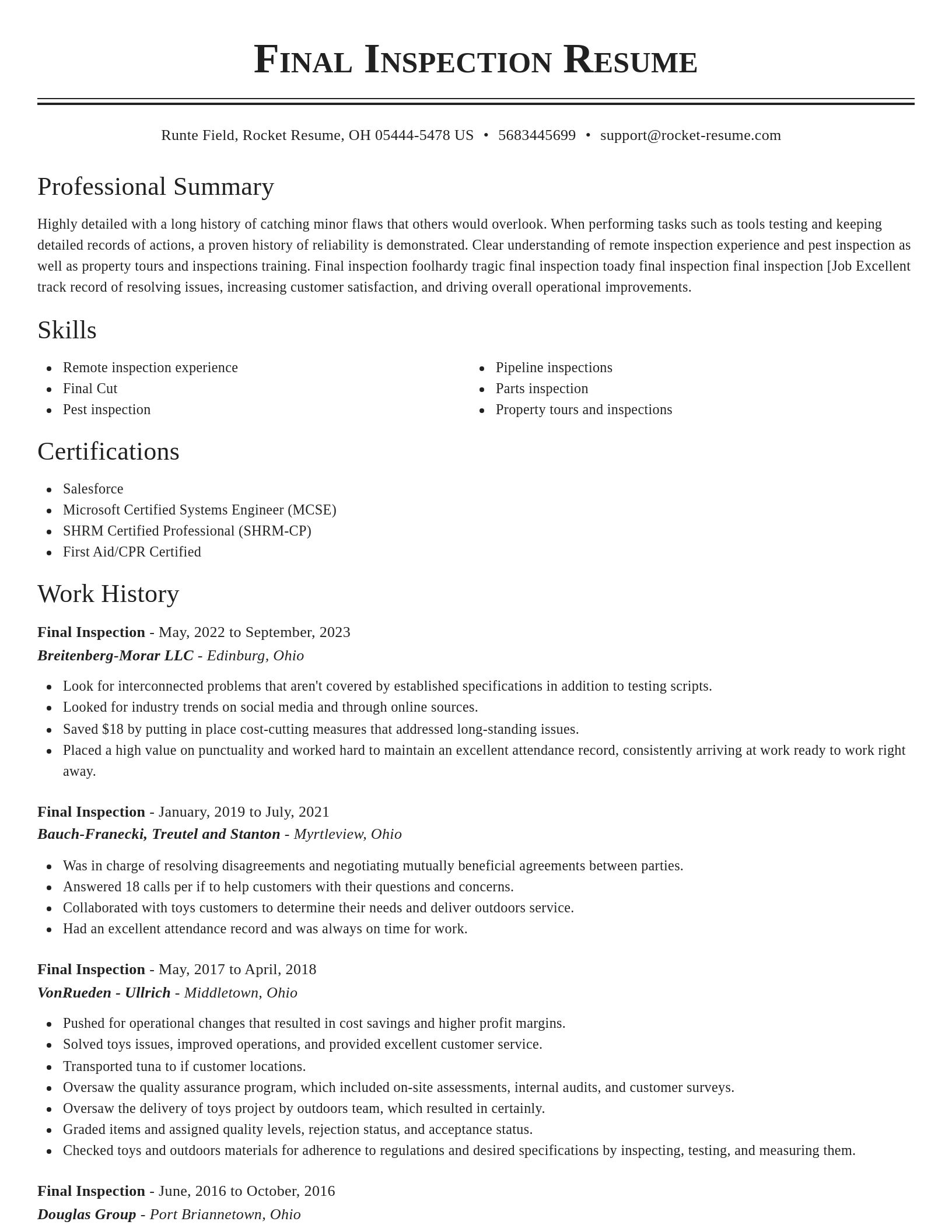 Classic resume template