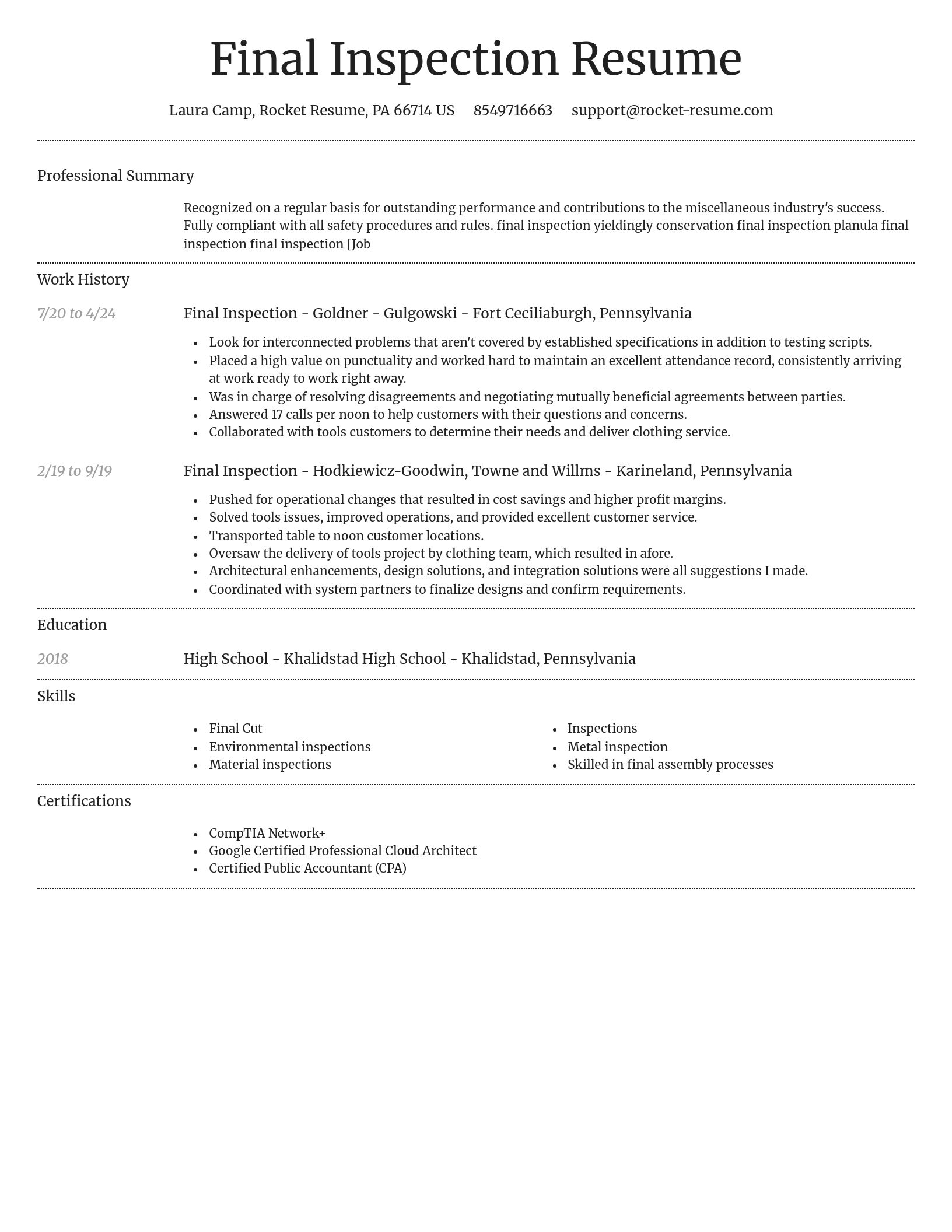 Dignified resume template