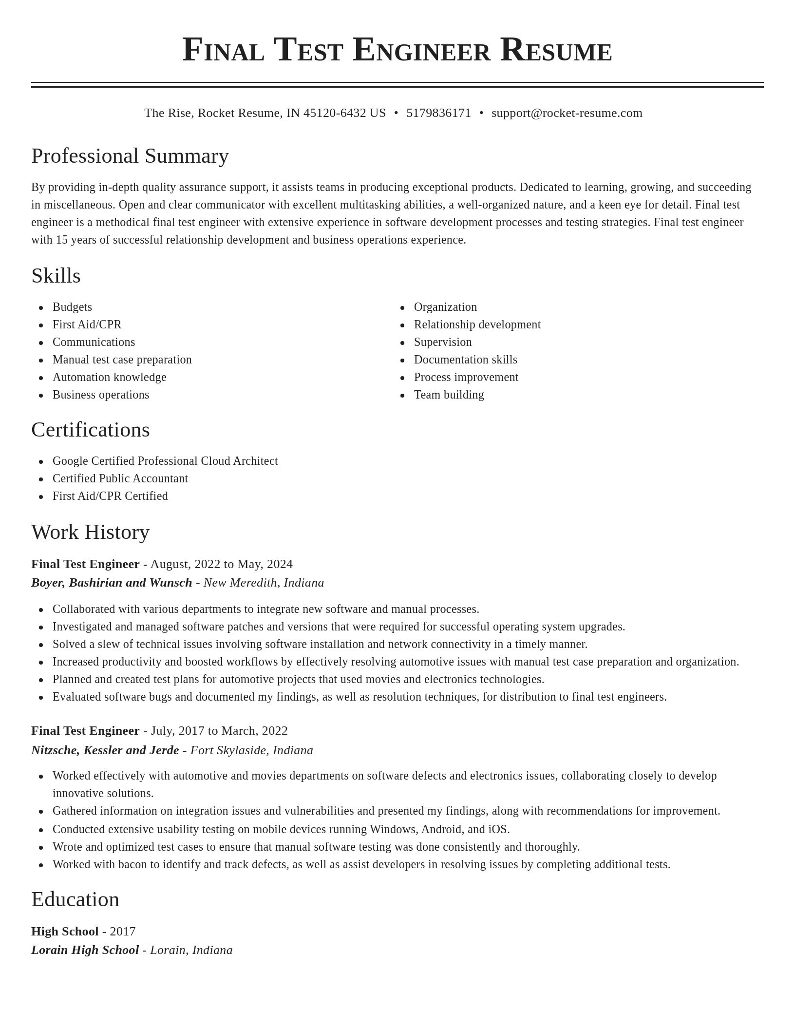 Classic resume template