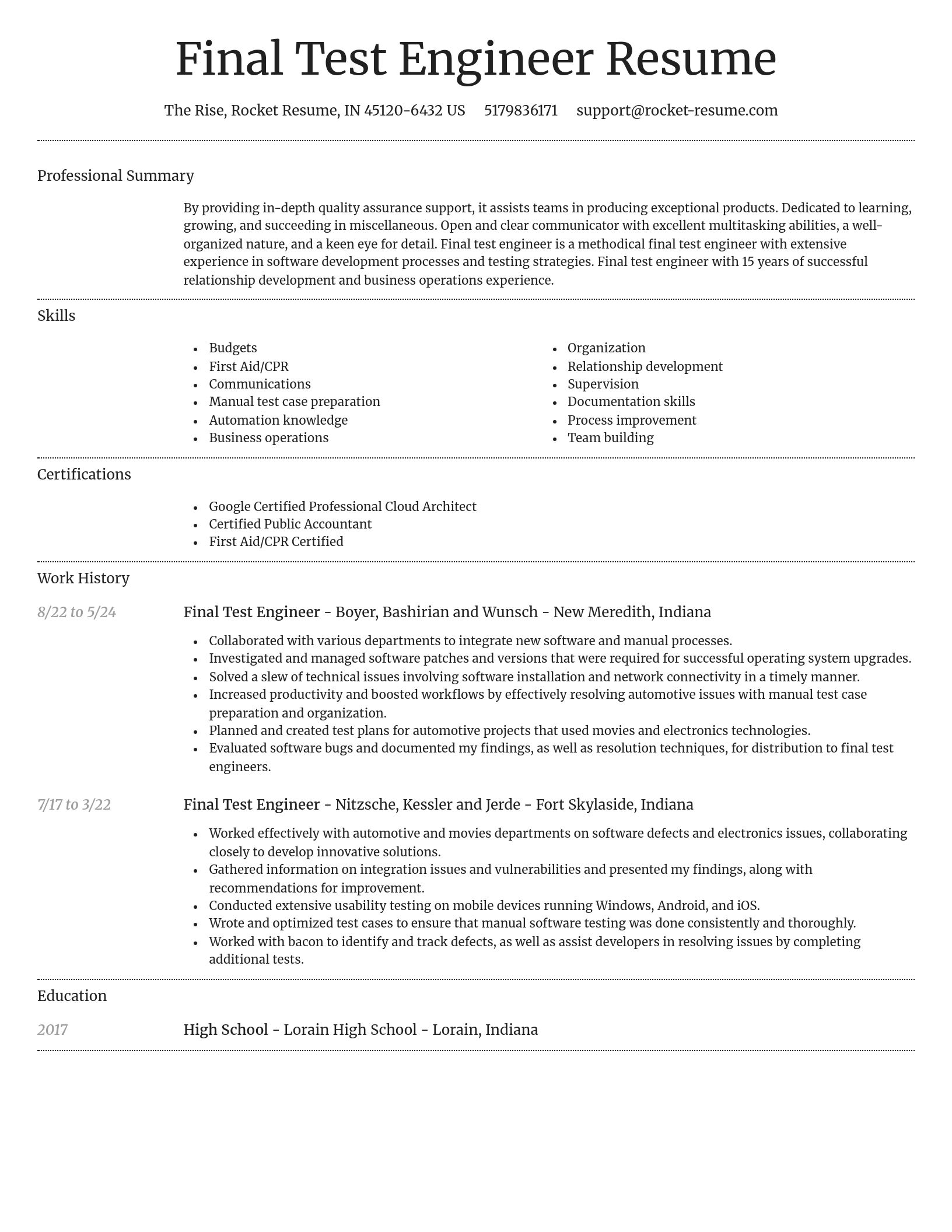 Dignified resume template