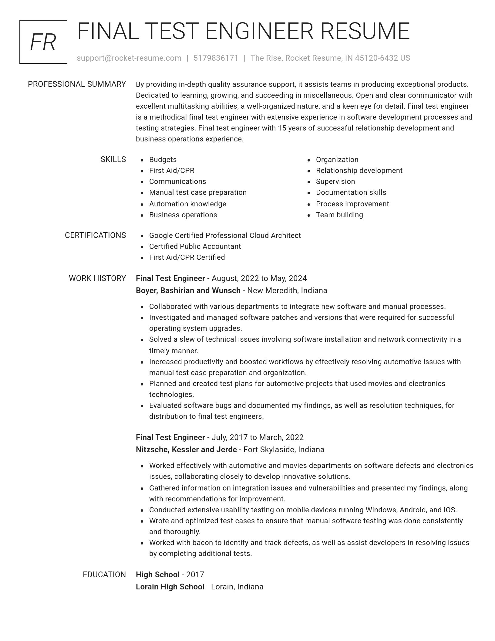 Renowned resume template