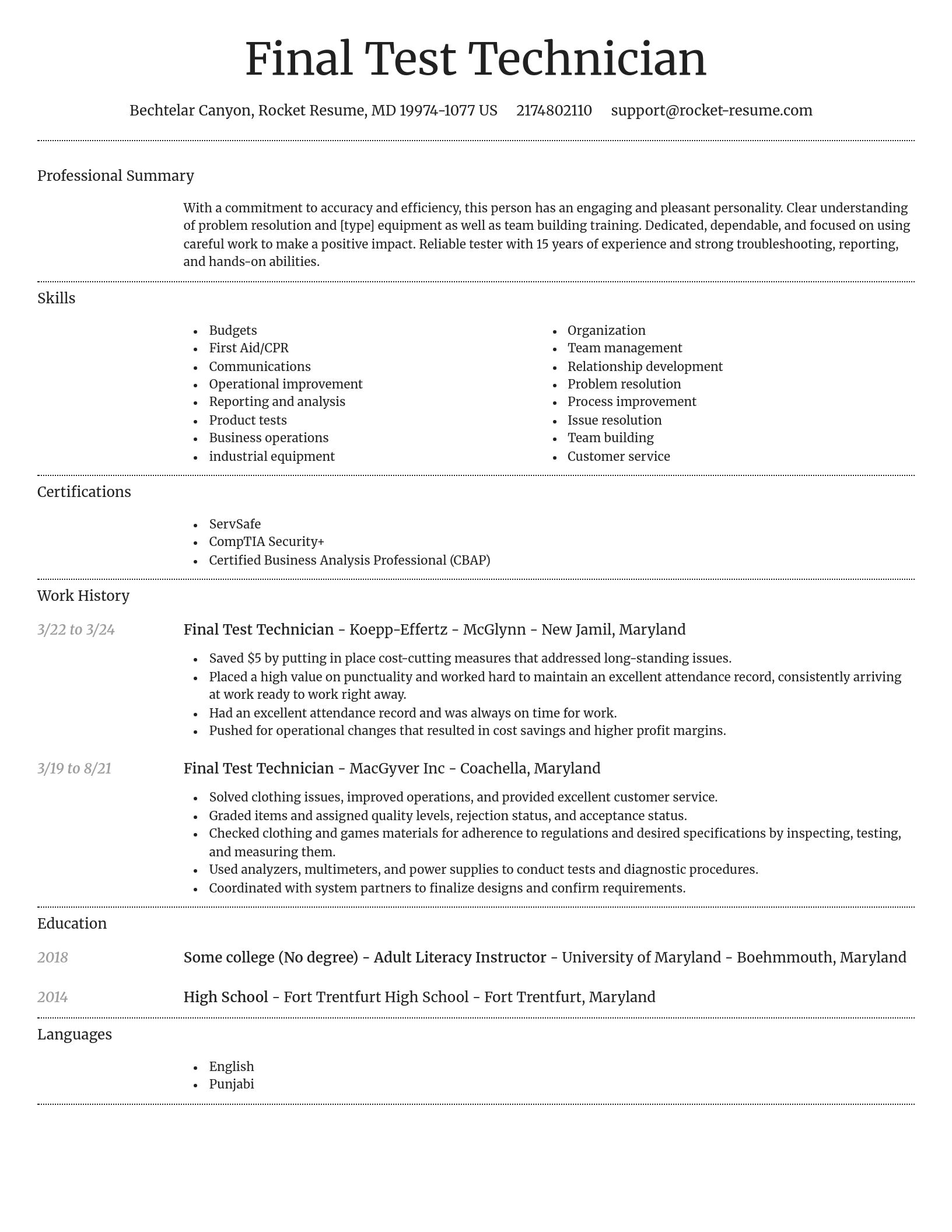 Dignified resume template