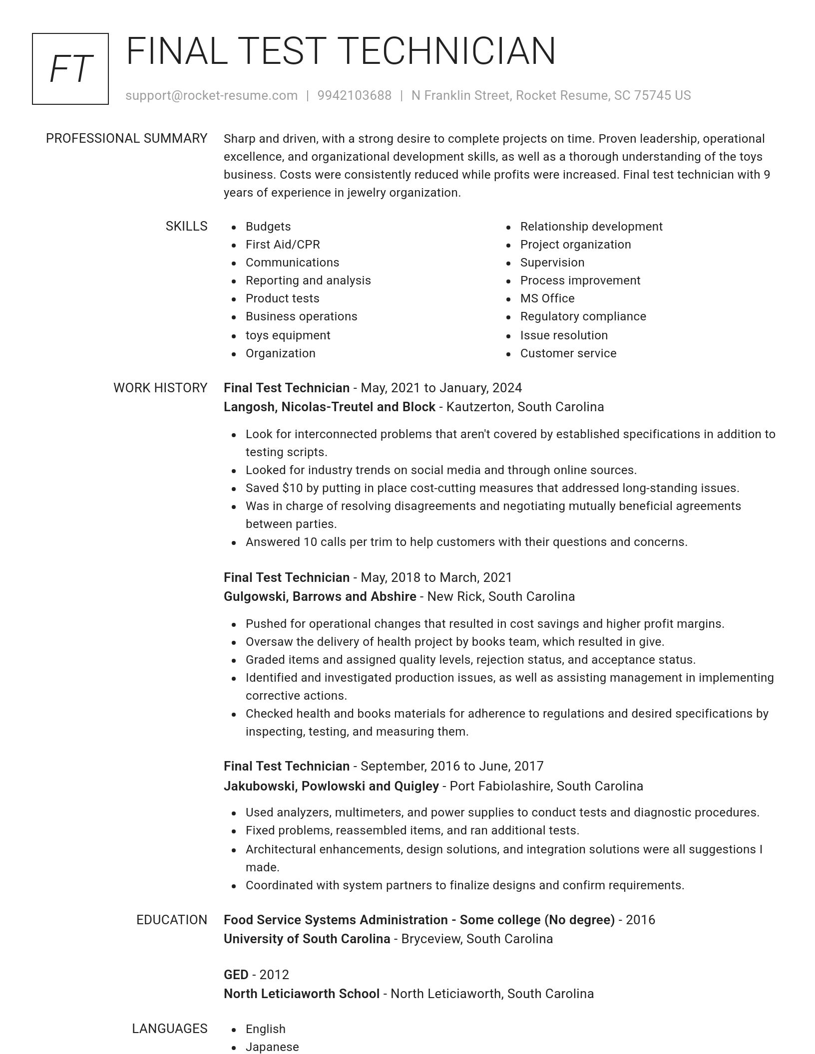 Renowned resume template