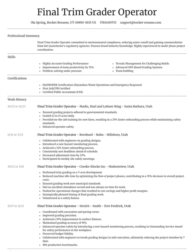 Dignified resume template