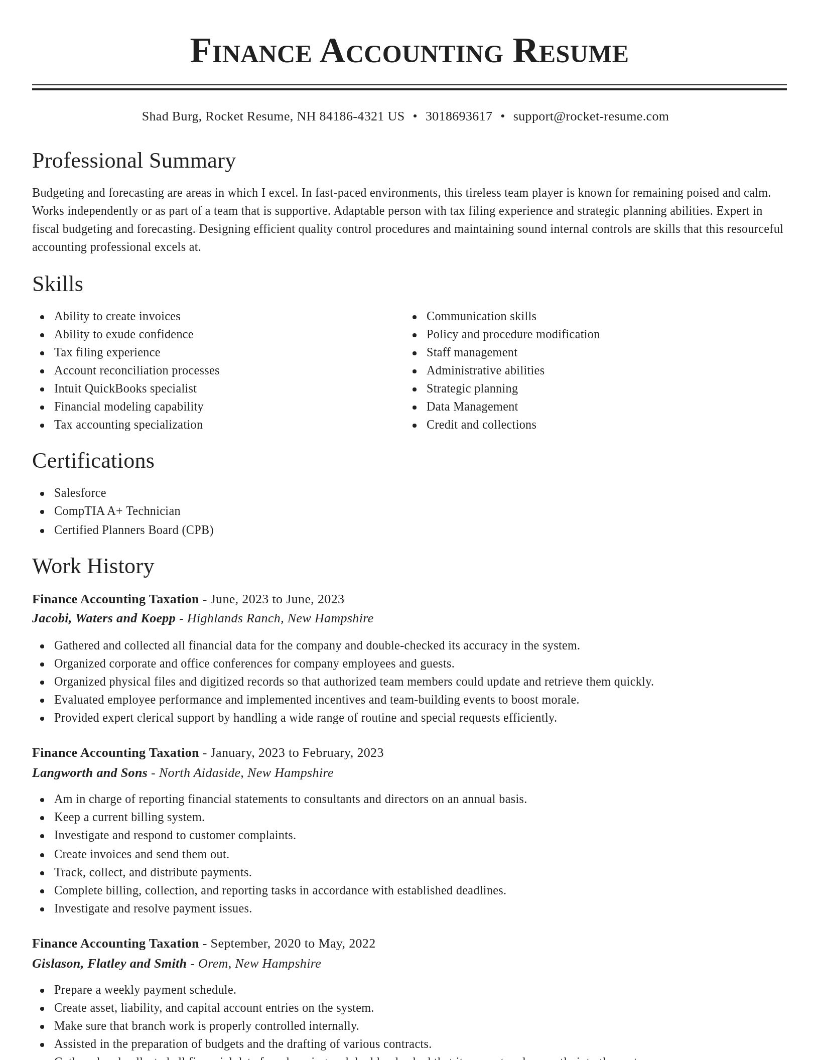 Classic resume template