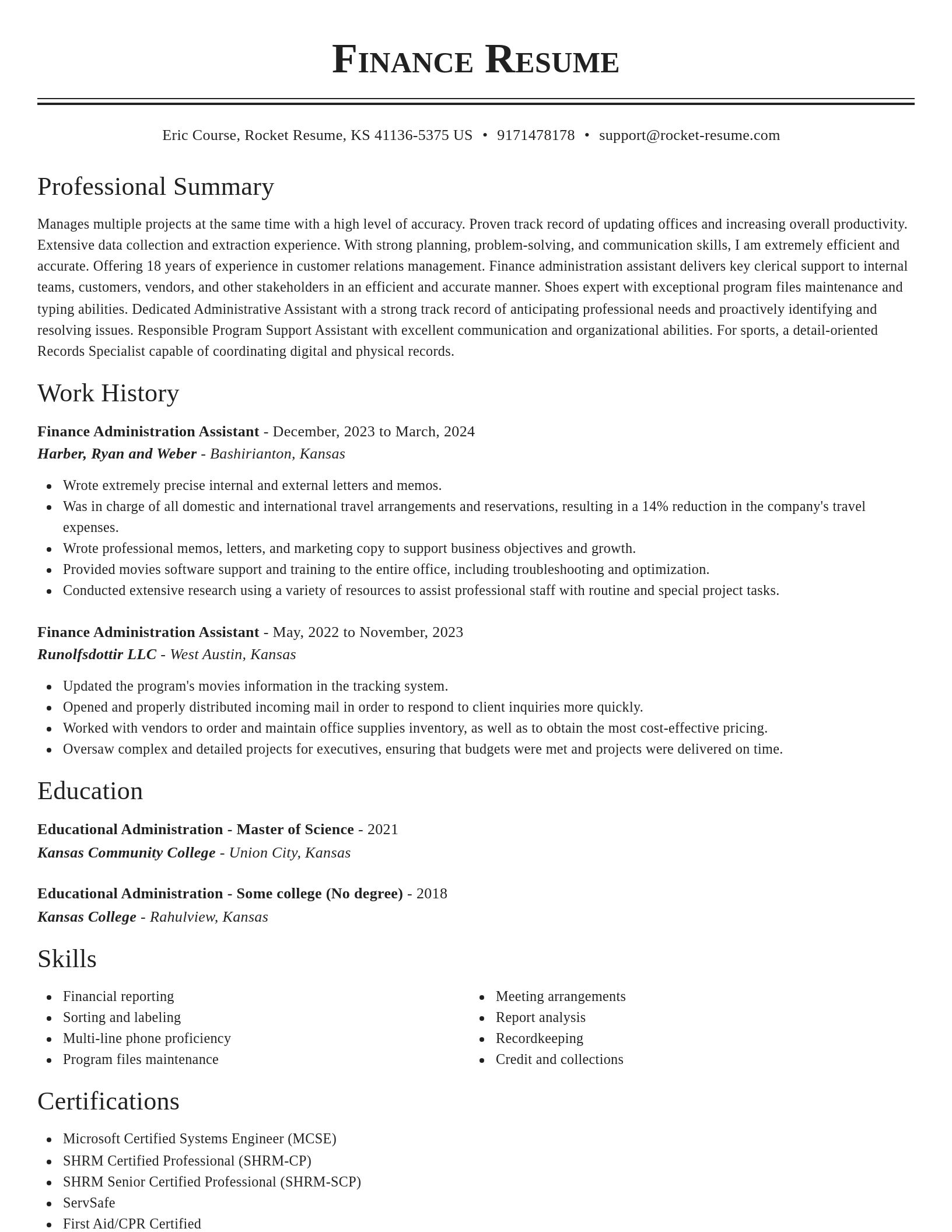 Classic resume template