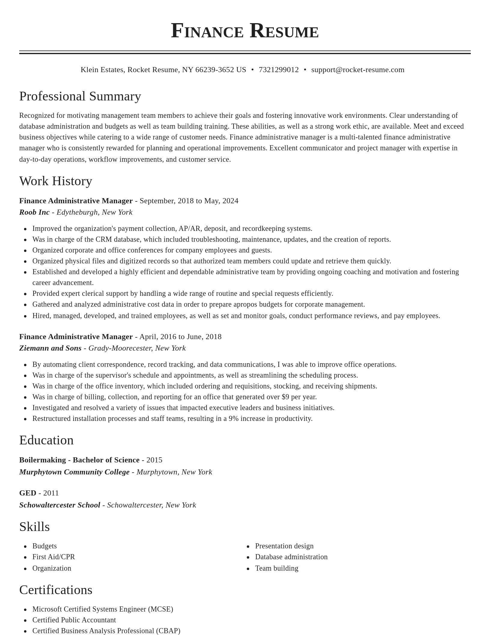 Classic resume template