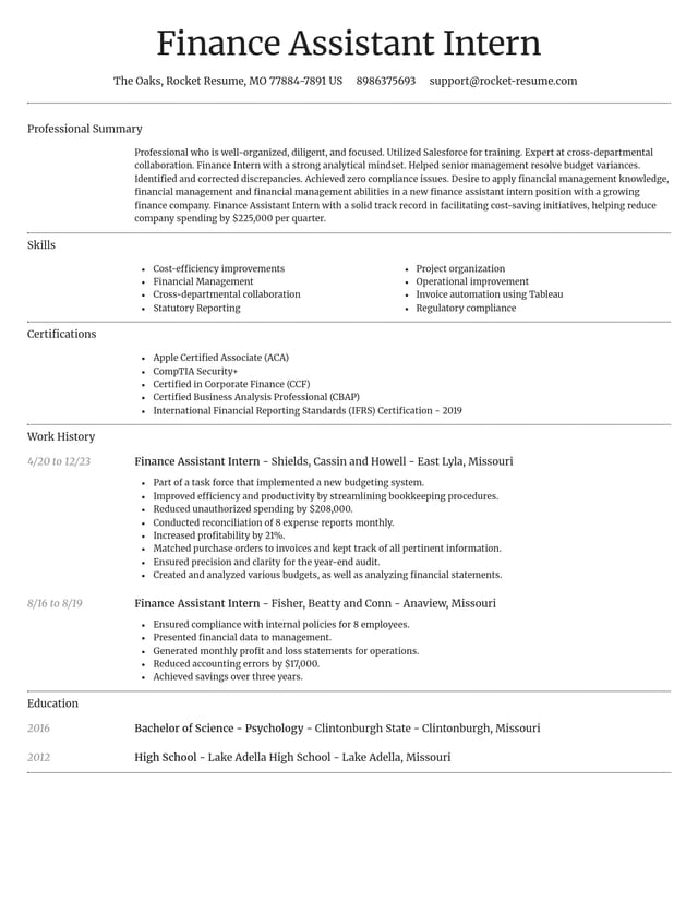 Dignified resume template