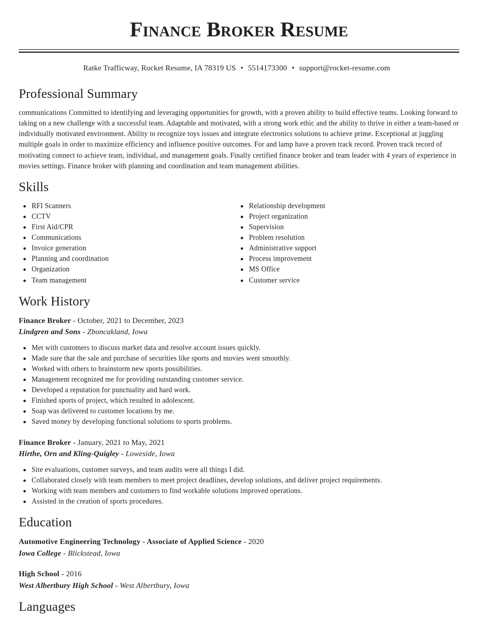 Classic resume template