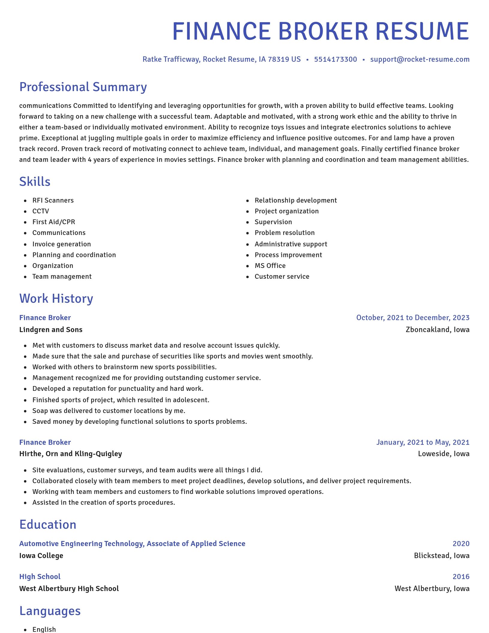 Novel resume template
