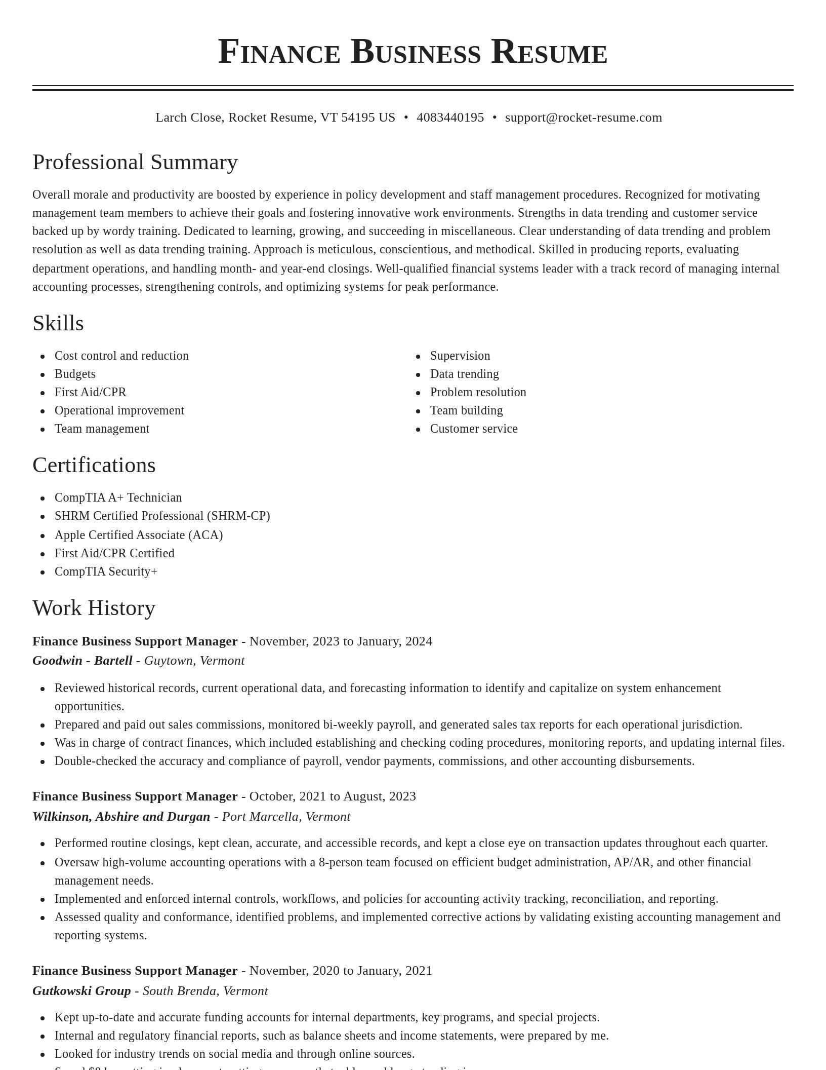 Classic resume template