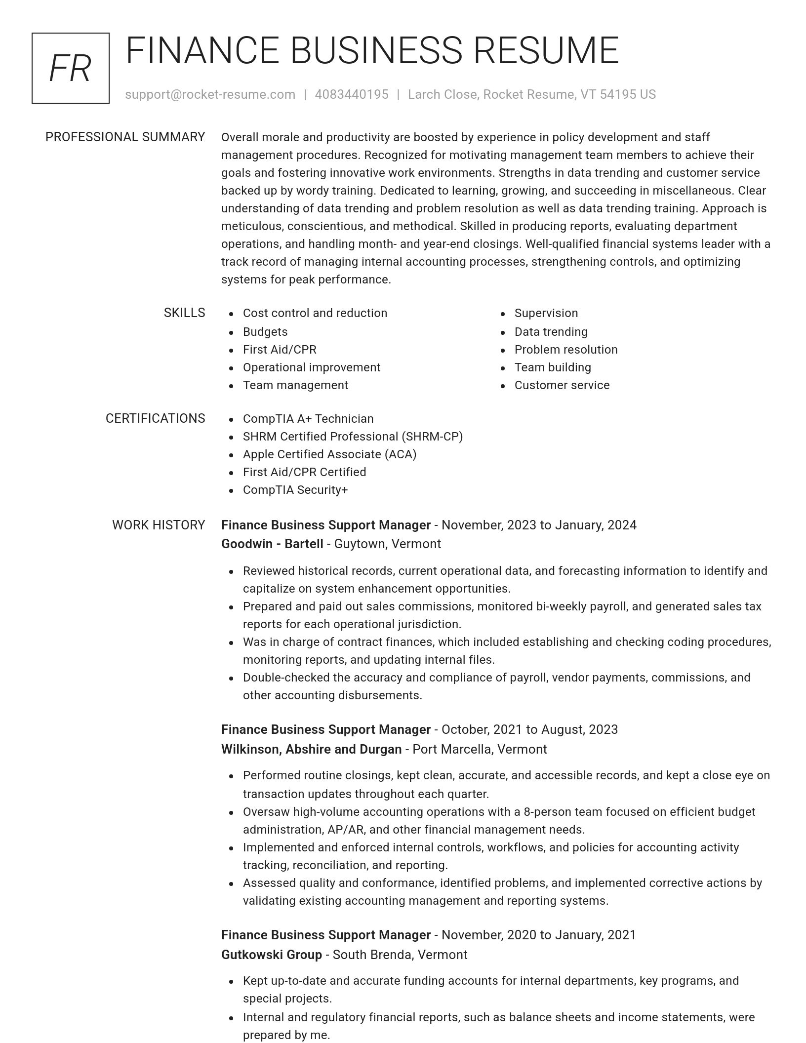 Renowned resume template