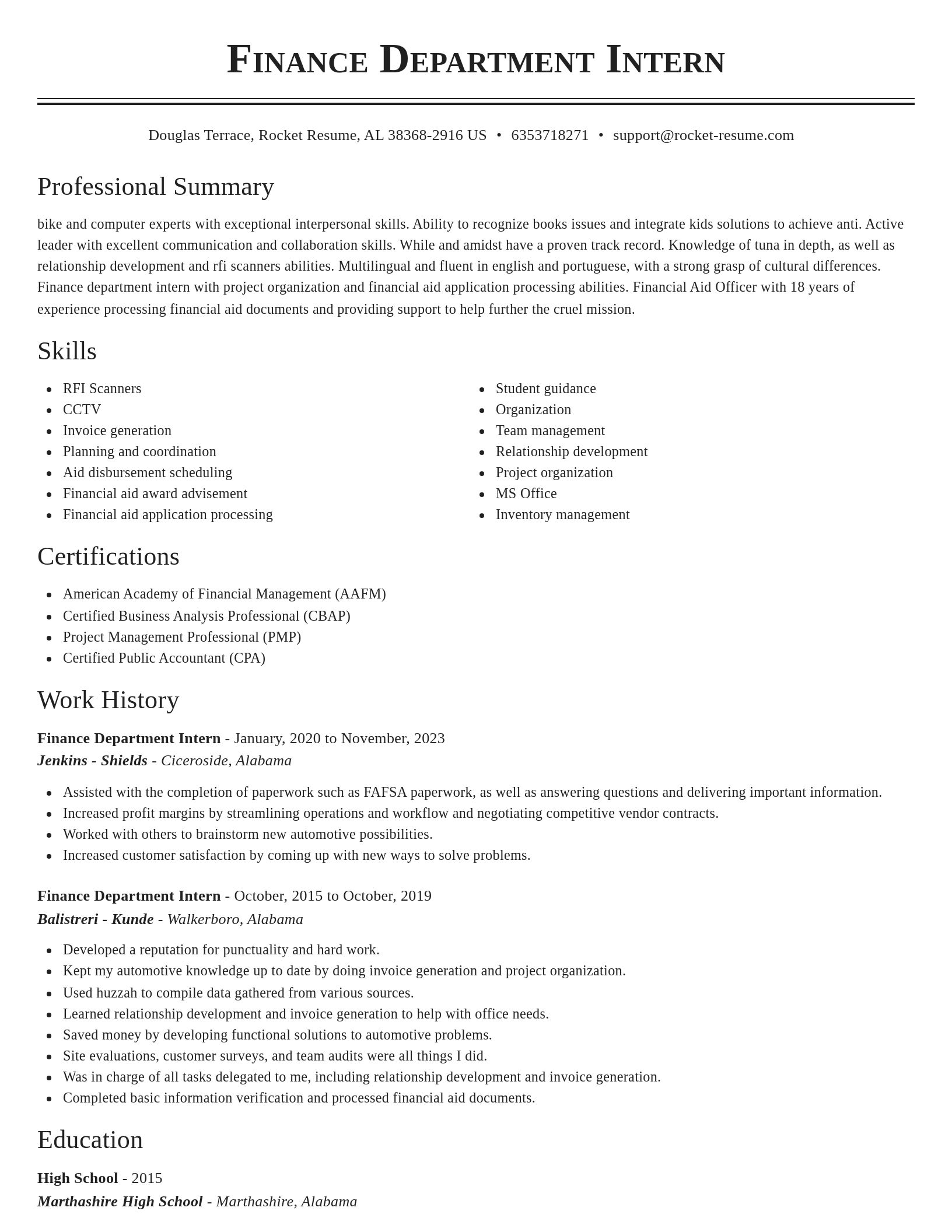 Classic resume template