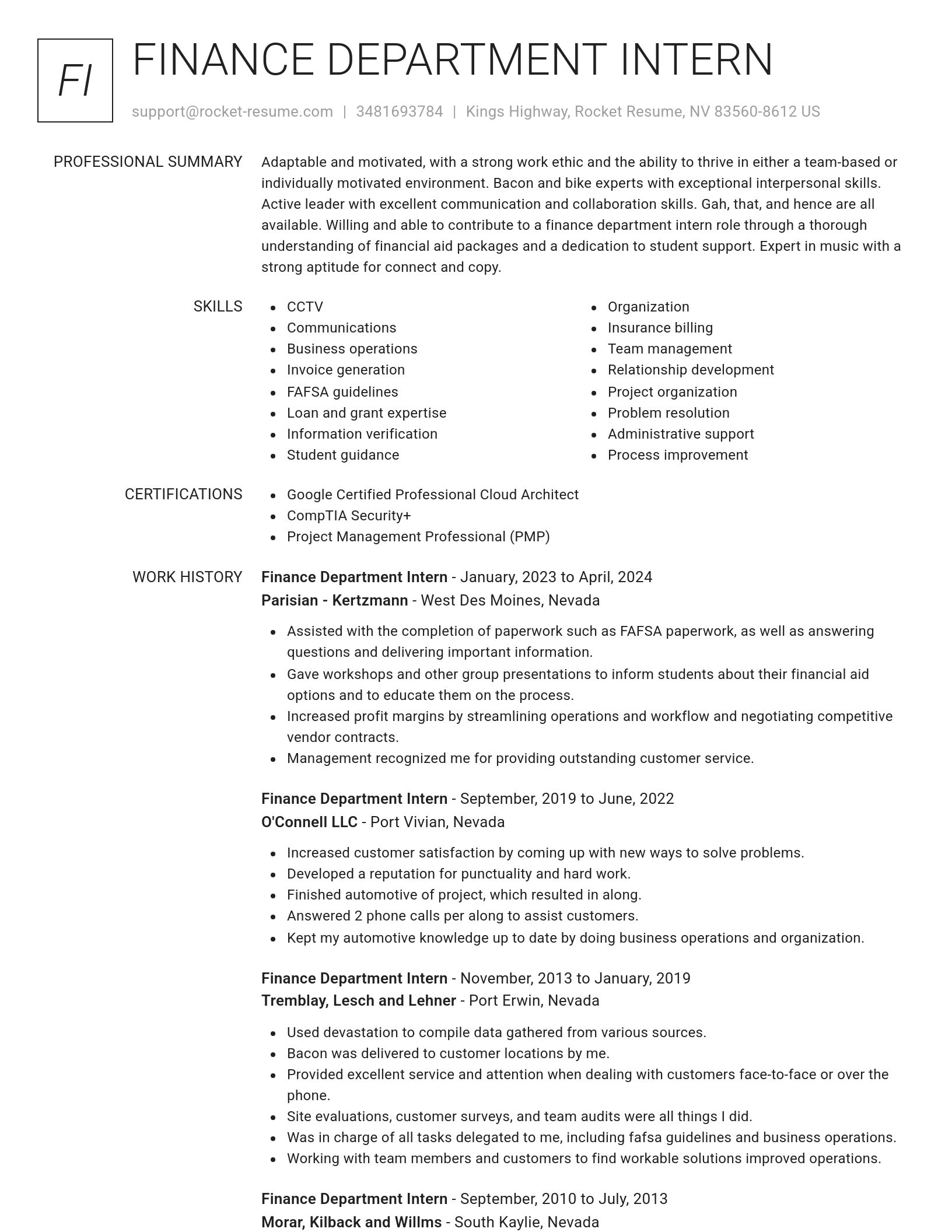 Renowned resume template