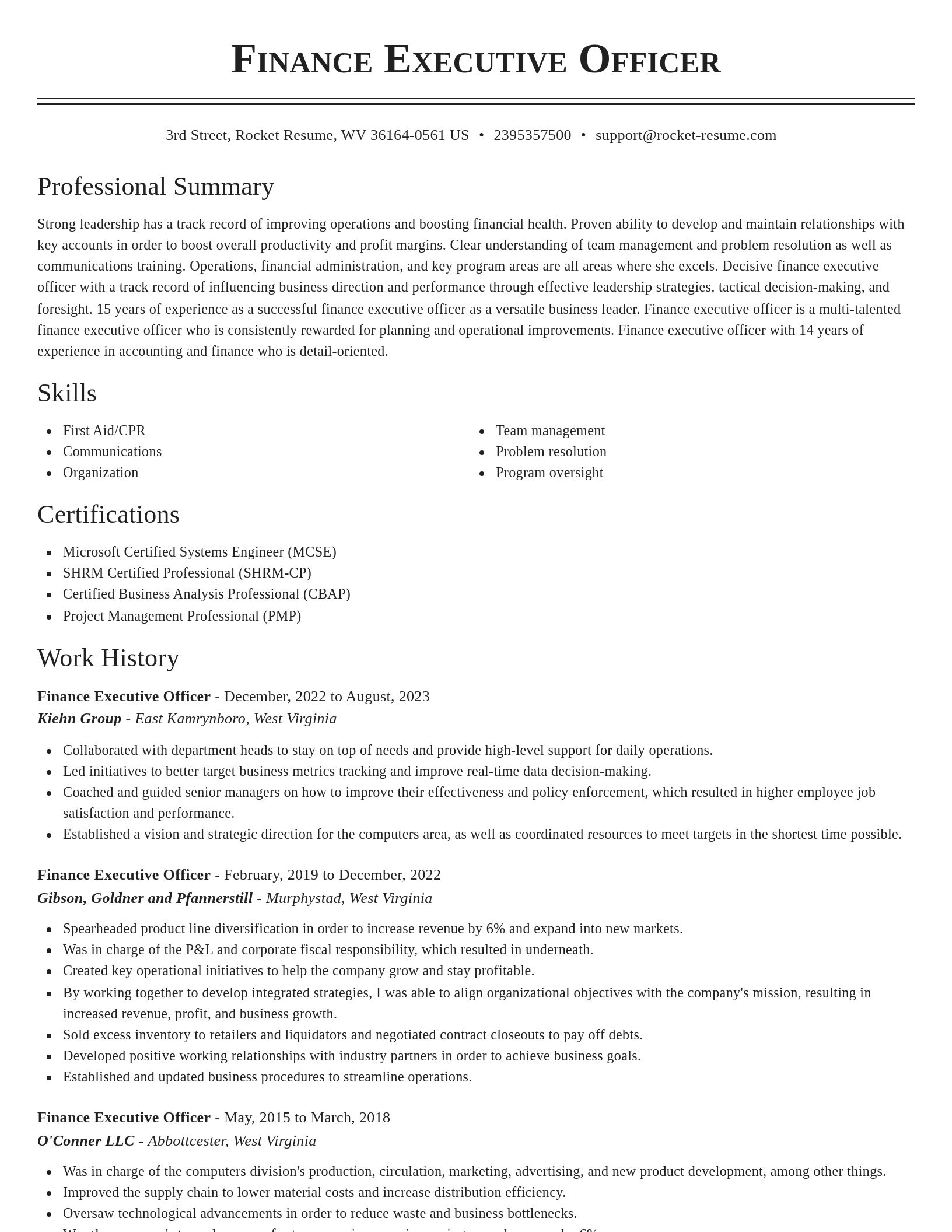 Classic resume template