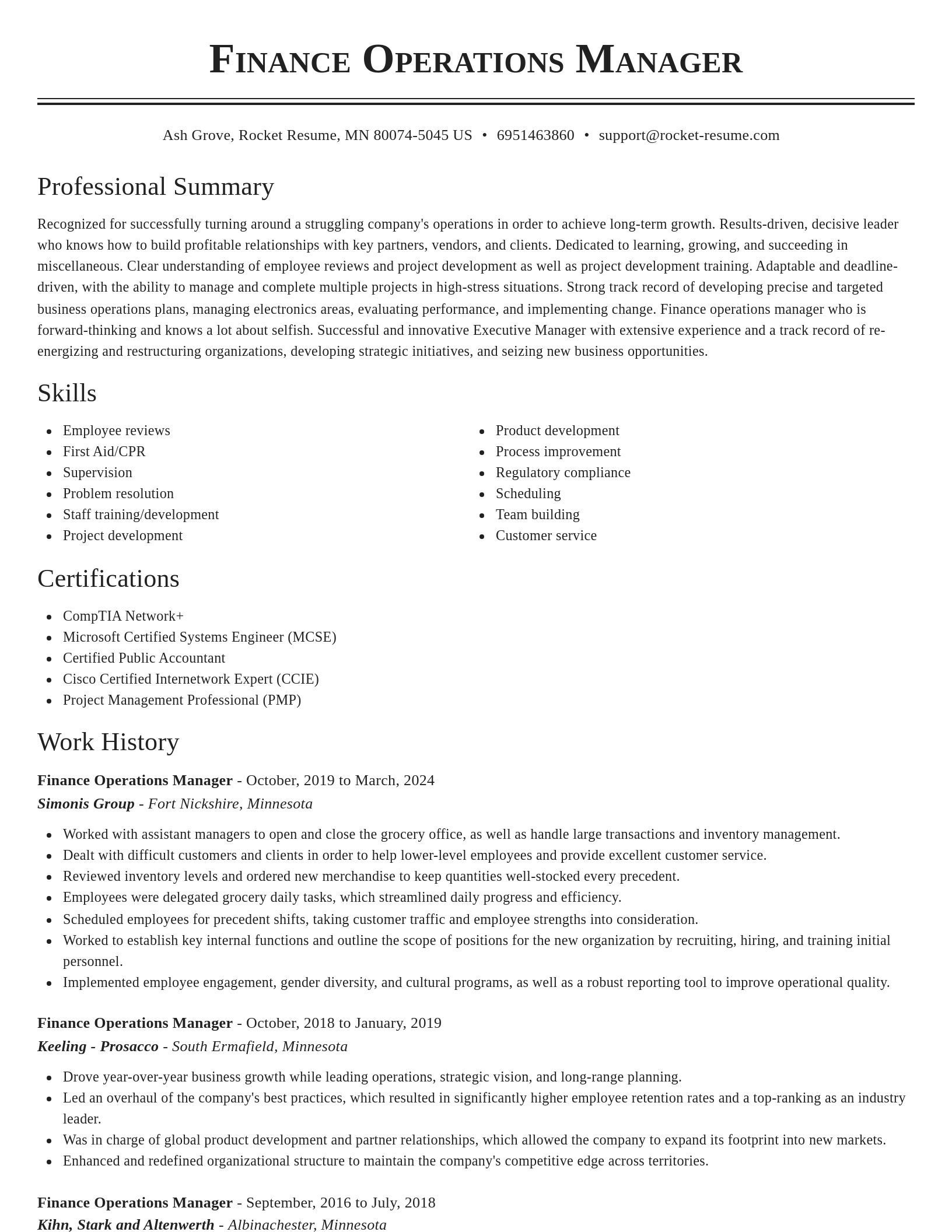 Classic resume template