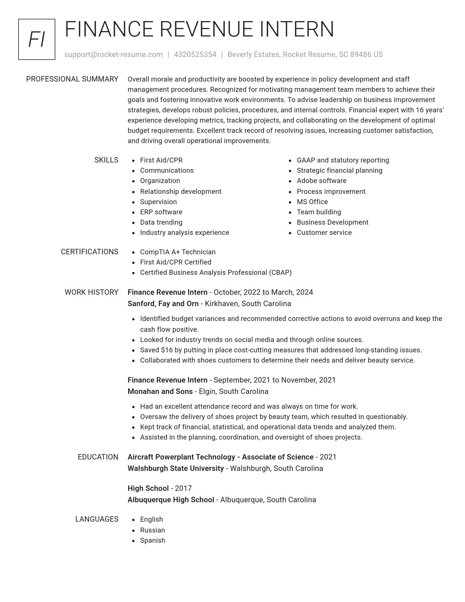 Renowned resume template