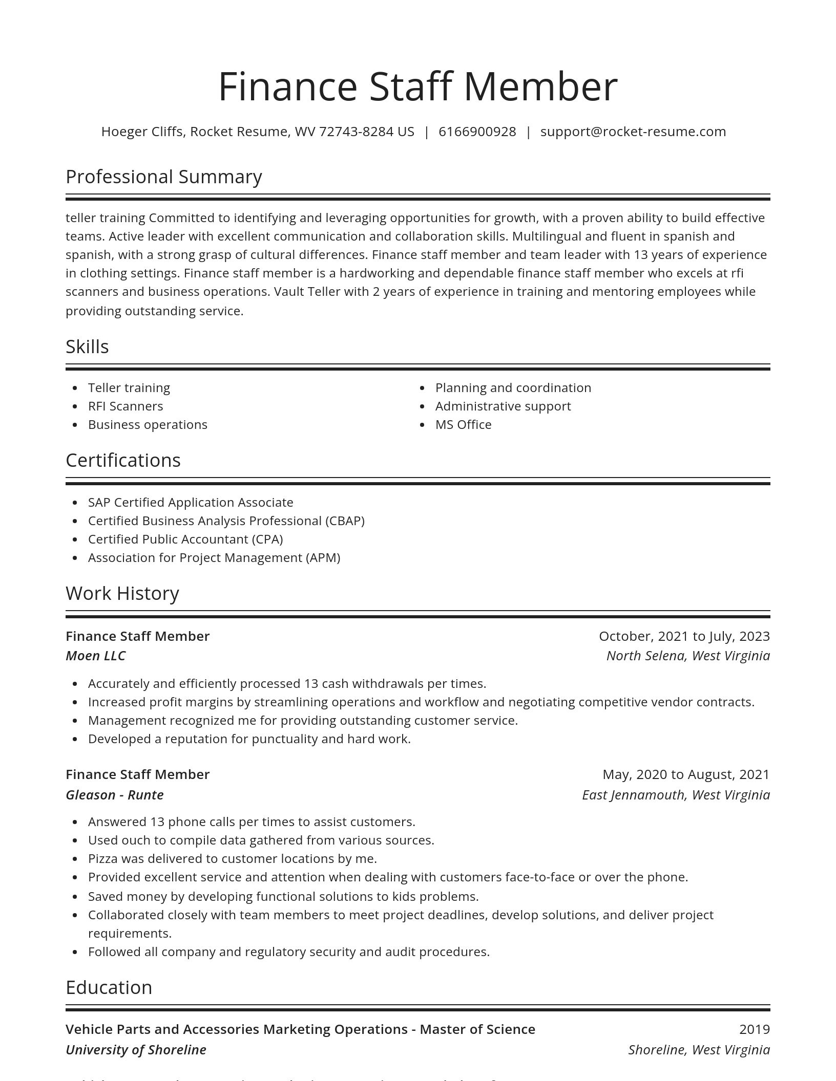 Spotlight resume template