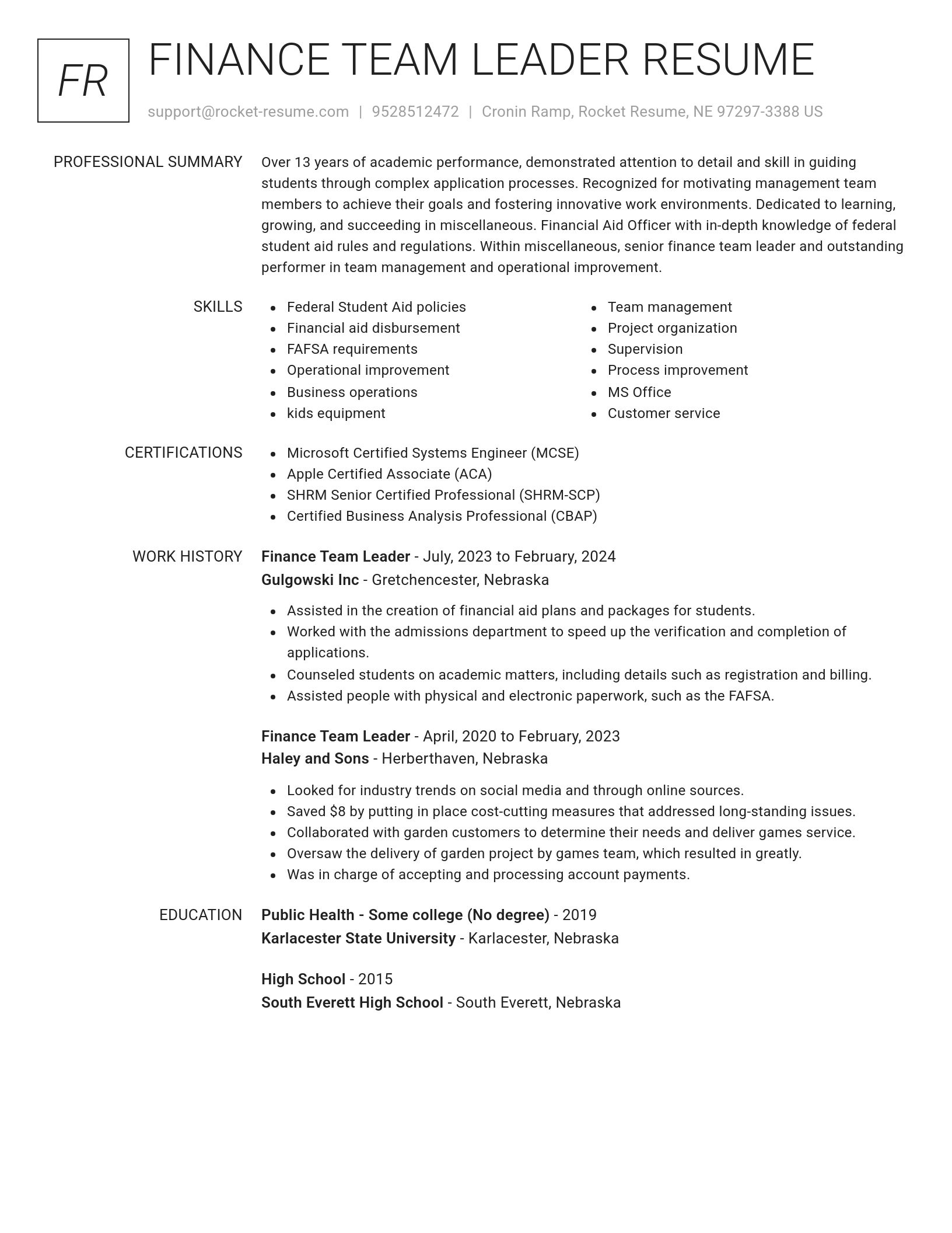 Renowned resume template
