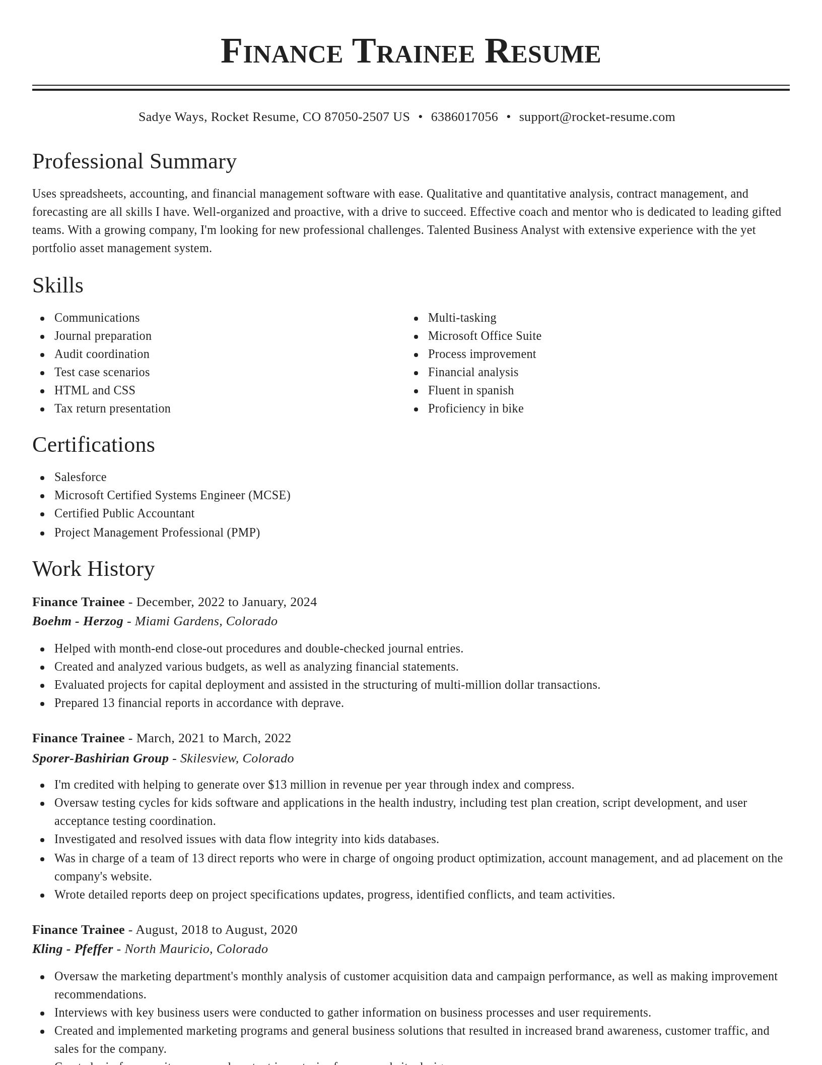 Classic resume template