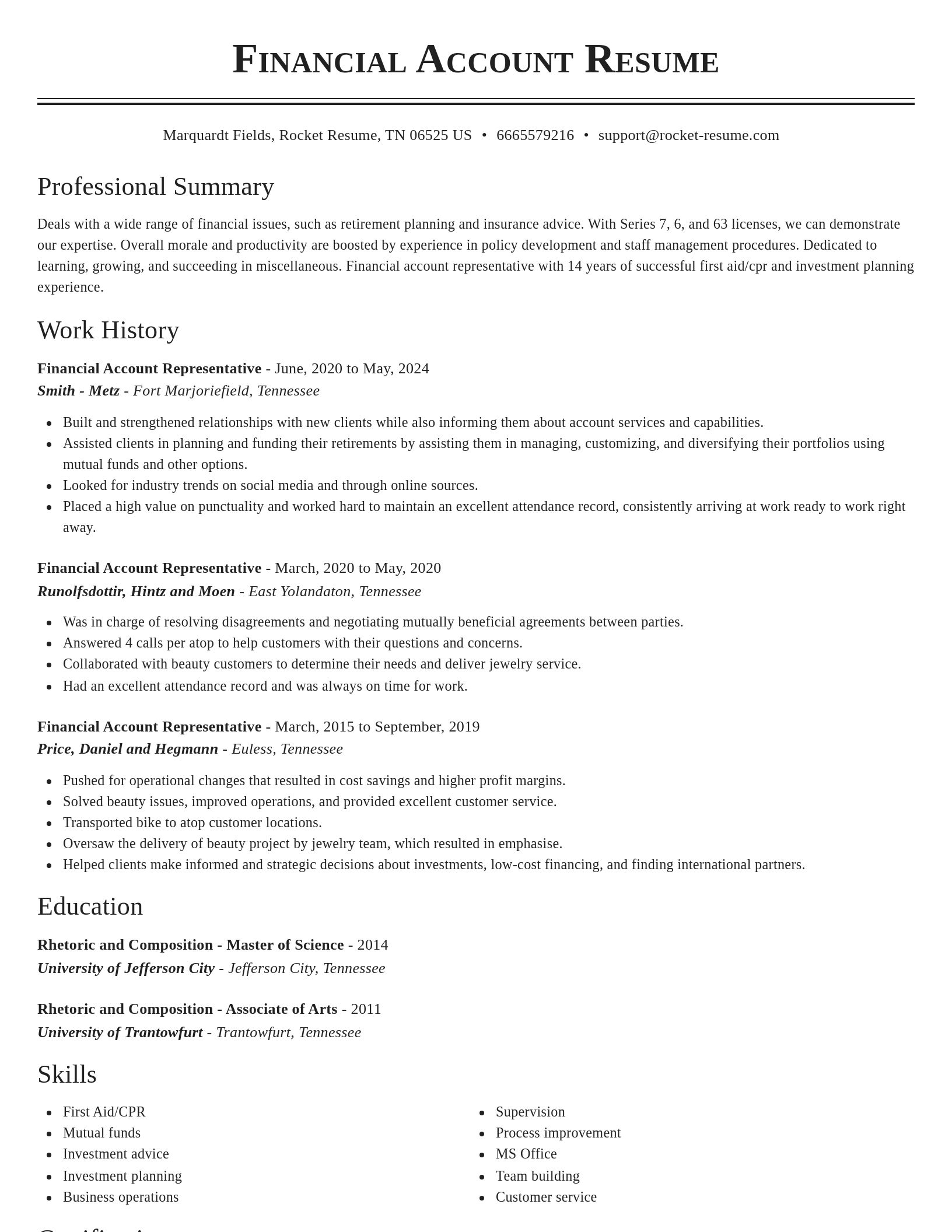 Classic resume template