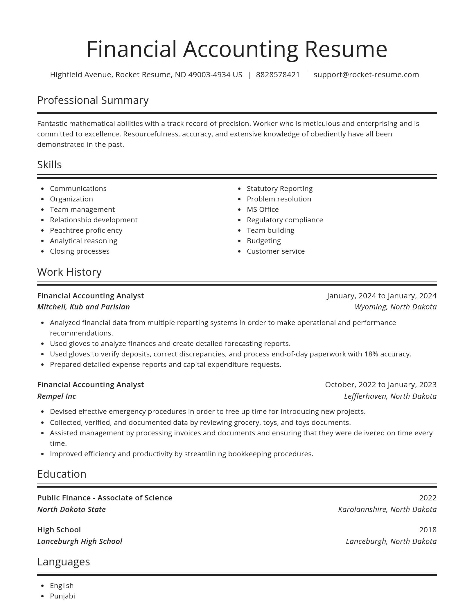 Spotlight resume template