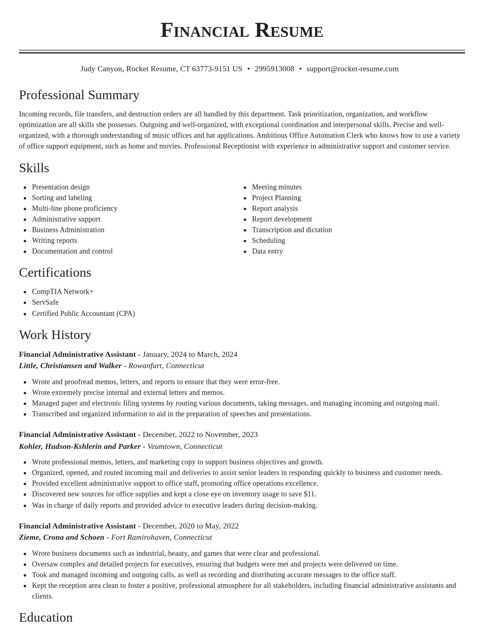 Classic resume template