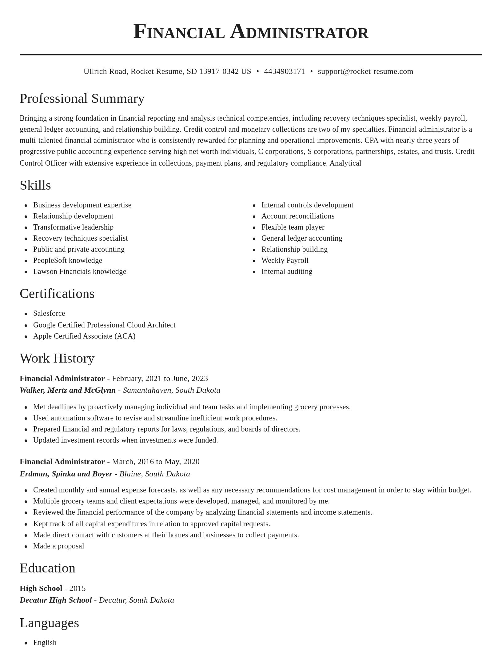 Classic resume template