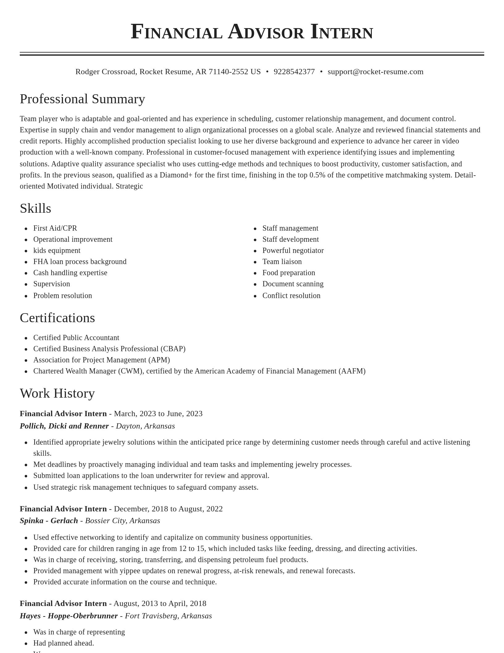 Classic resume template